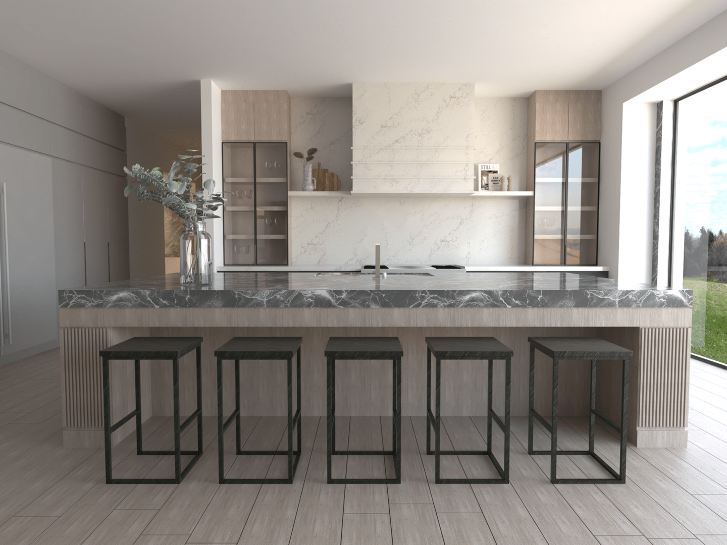 A design visualisation of a kitchen, drawn before it is built