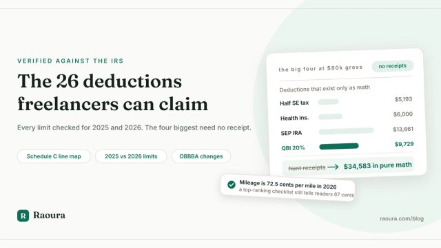 Freelance Tax Deductions: The 26-Item Checklist (Verified Against the IRS, 2025 and 2026)