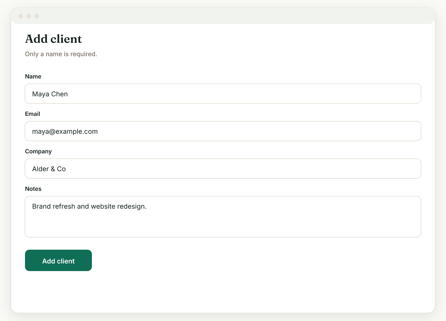 Adding a client