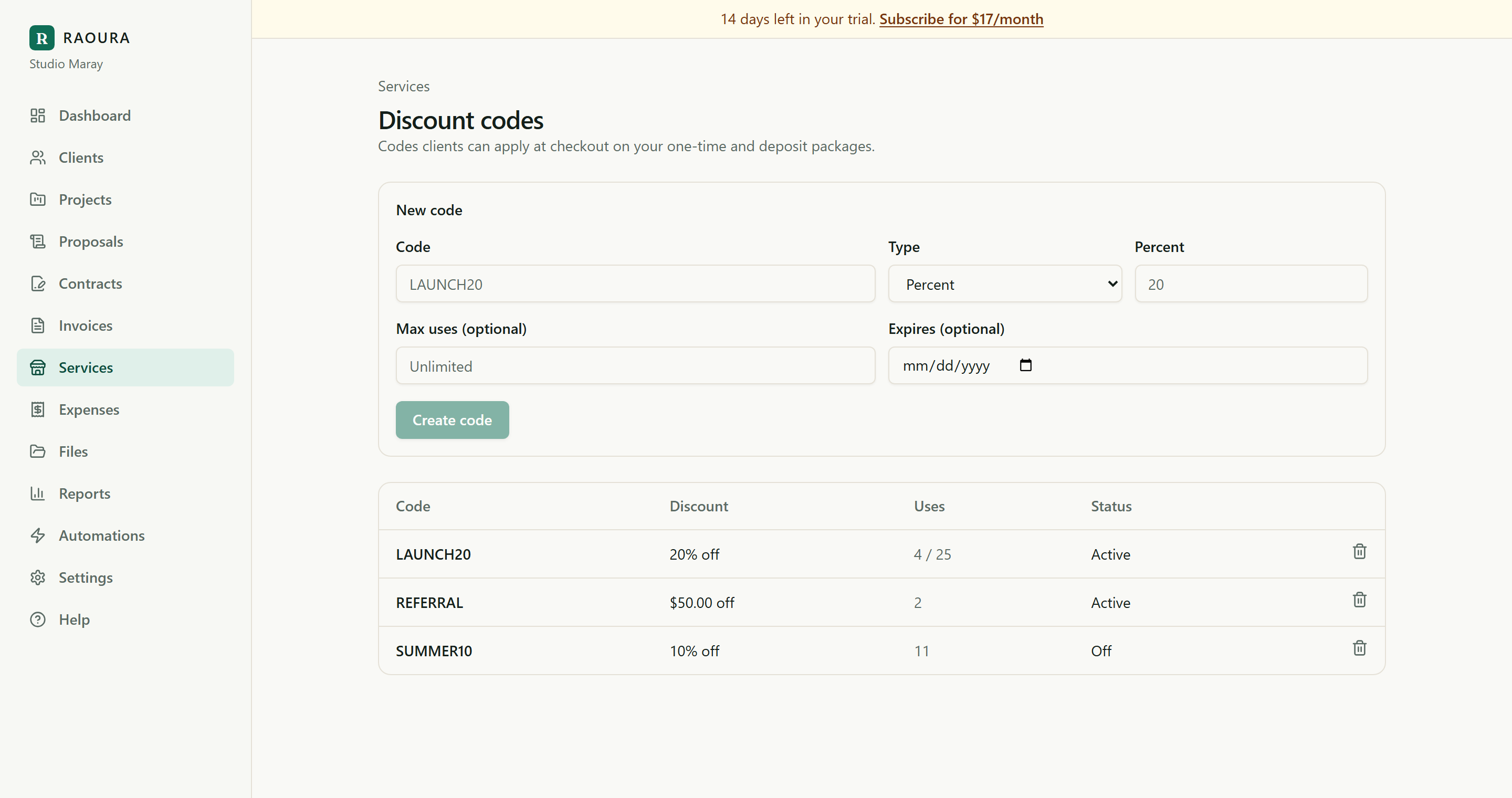 Add extras and discount codes