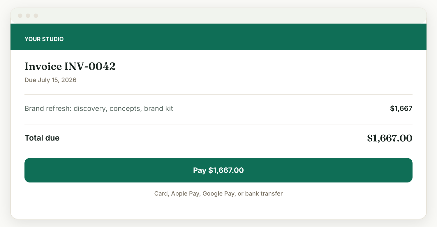 3. The client pays online