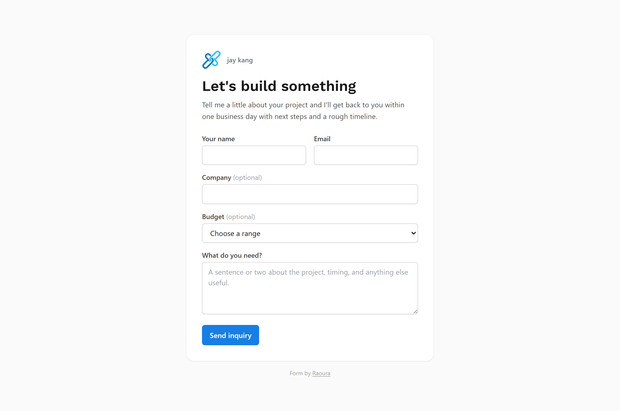 The hosted inquiry form in your brand