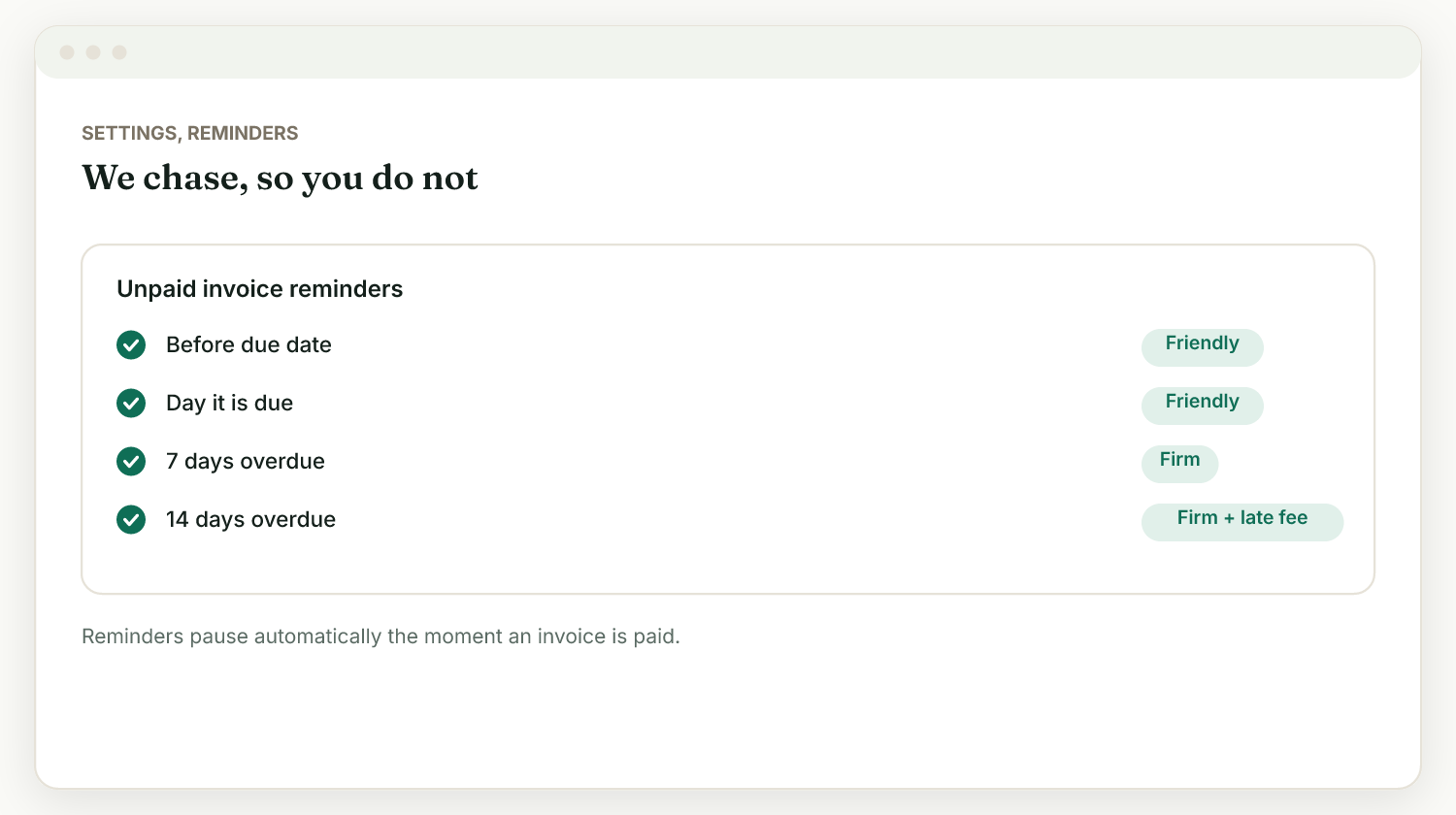 4. Overdue invoices chase themselves
