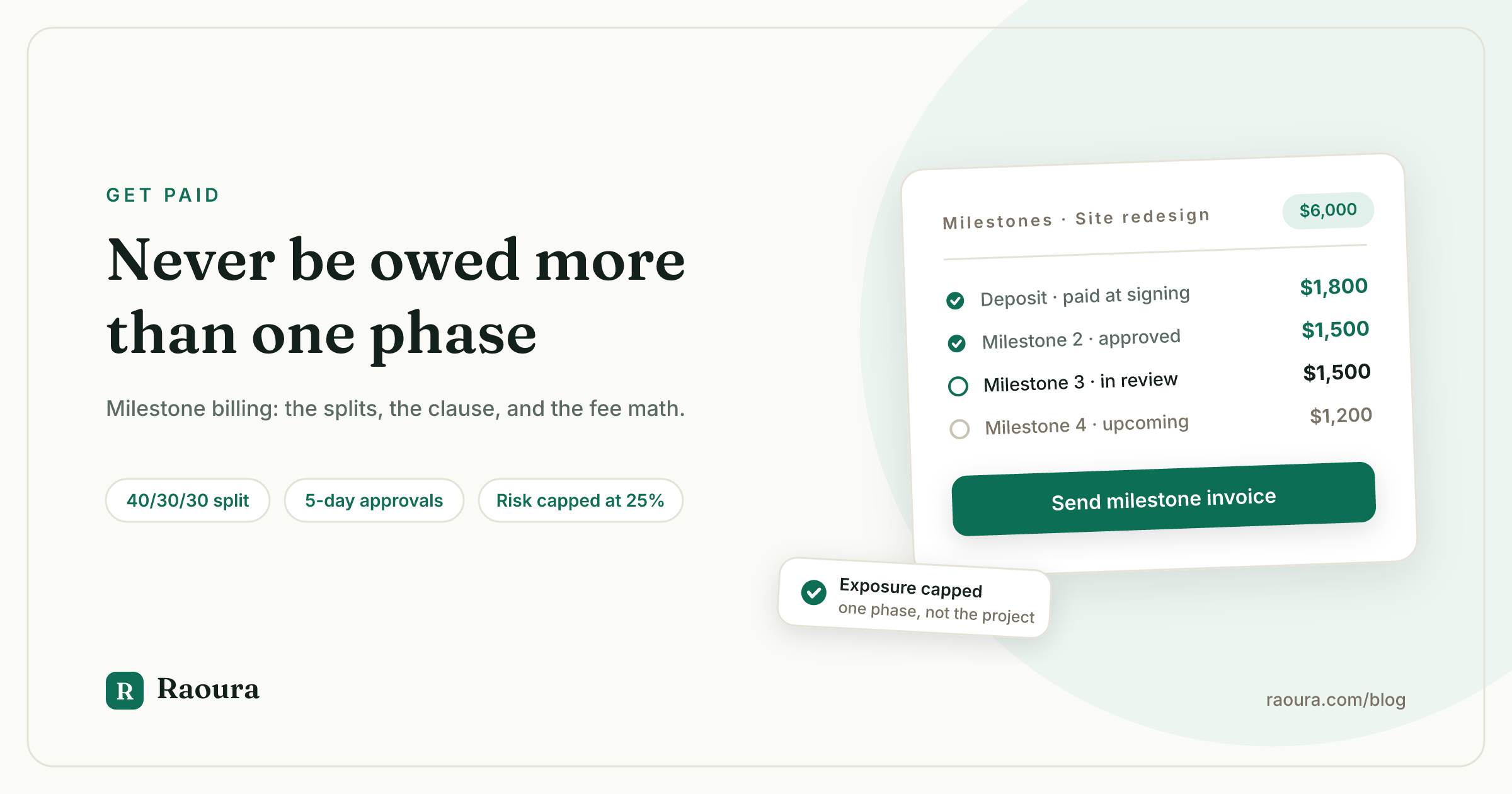 Milestone Billing: Never Be Owed More Than One Phase