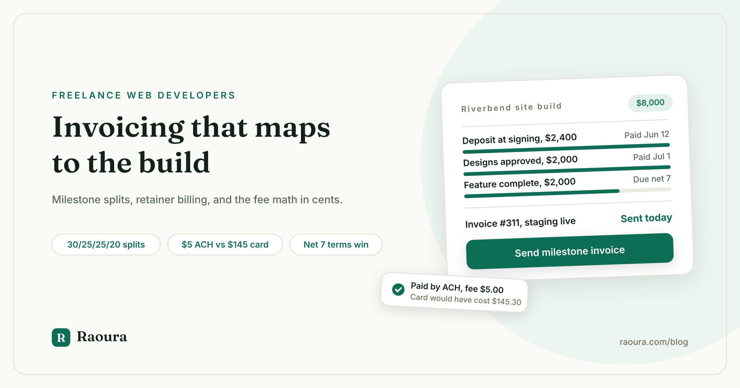 Invoicing for Freelance Web Developers: Milestones, Retainers, and the Fee Math in Cents
