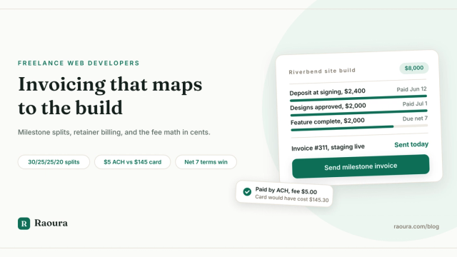 Invoicing for Freelance Web Developers: Milestones, Retainers, and the Fee Math in Cents