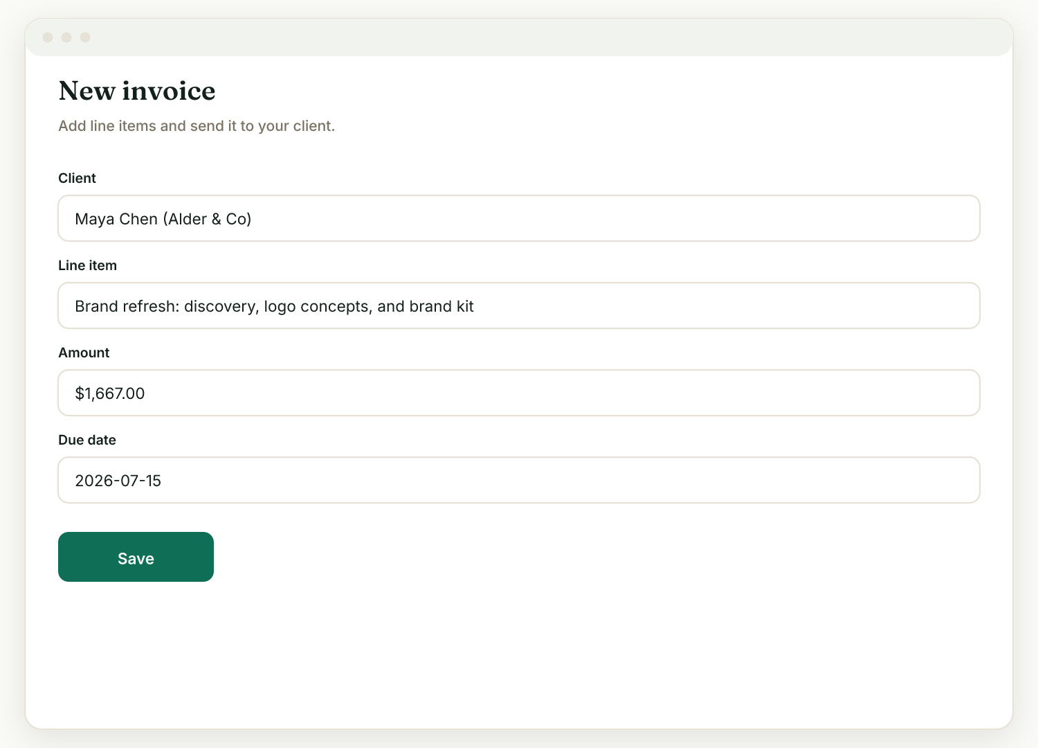 1. Create the invoice