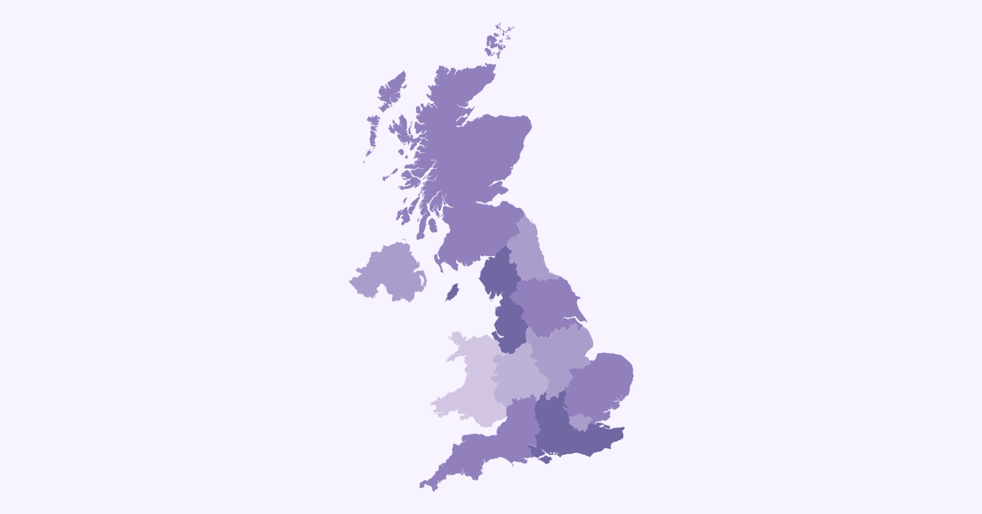 A purple map of the United Kingdom, illustrating the Brand Map of Britain which reveals regional preferences across the UK.