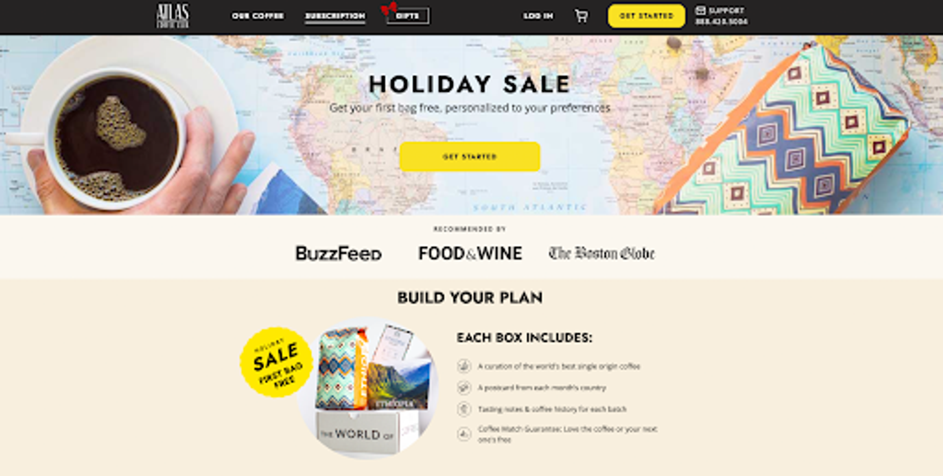 A screenshot of a website advertising a holiday sale for coffee products, aimed at promoting a seasonal discount on various coffee brands.