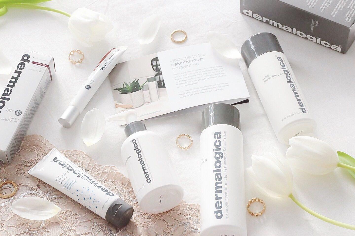 Different types of Dermalogica products on the table.