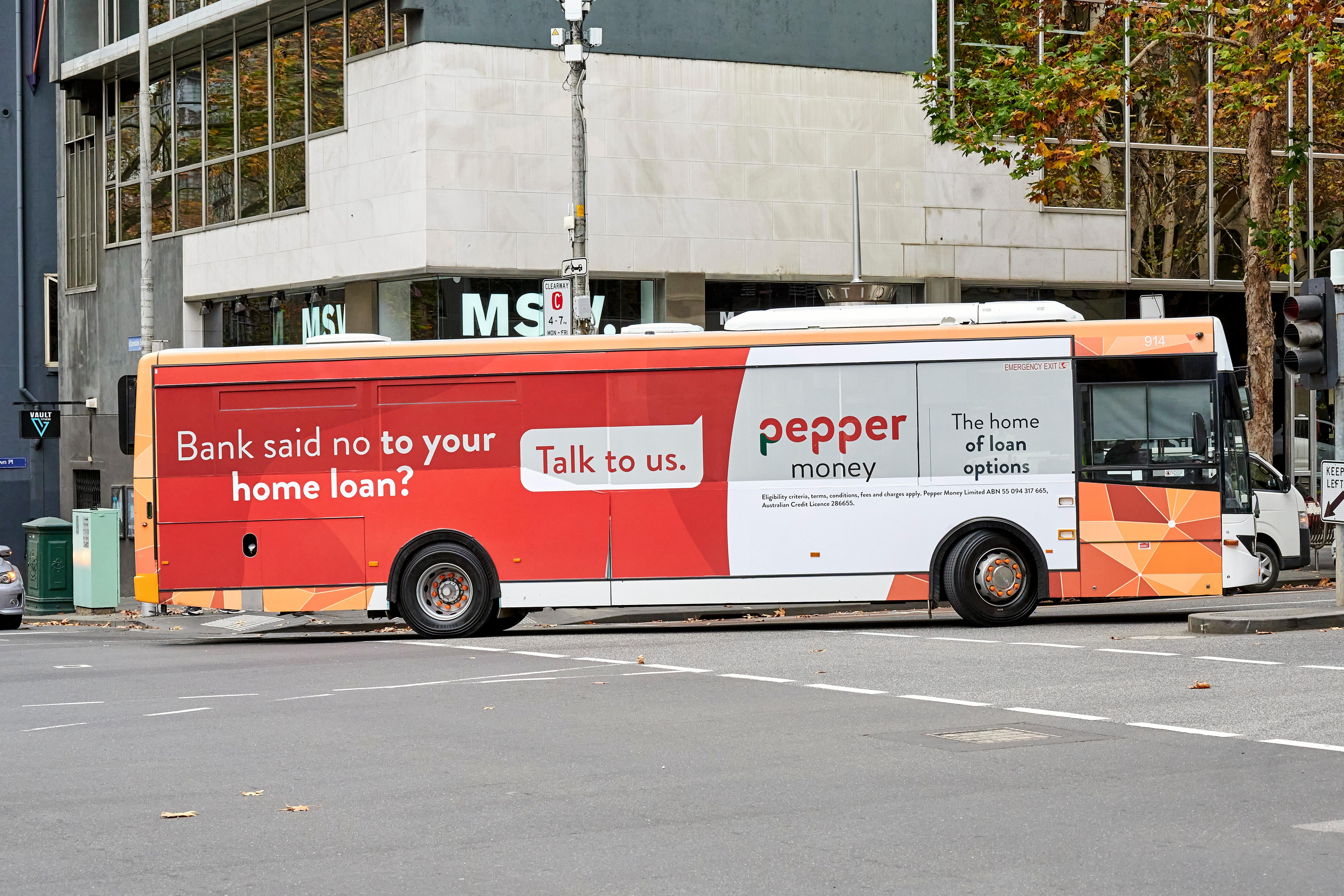 Pepper Money bus advertising