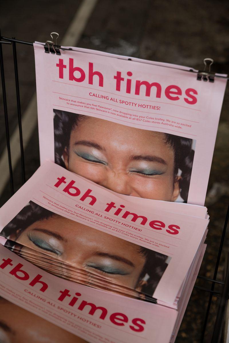 'tbh times' print newspaper in a stand