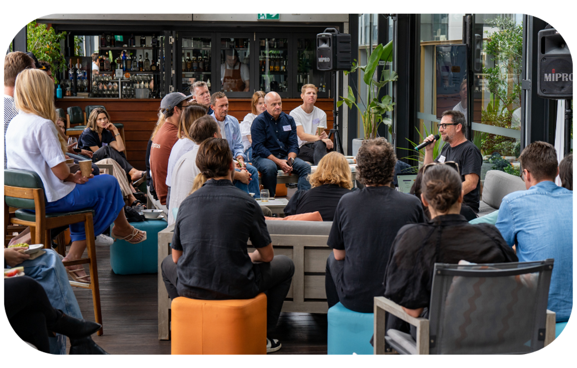 James Hurman, co-founder of Tracksuit, addressing a crowd at the Building Brands of the Future event