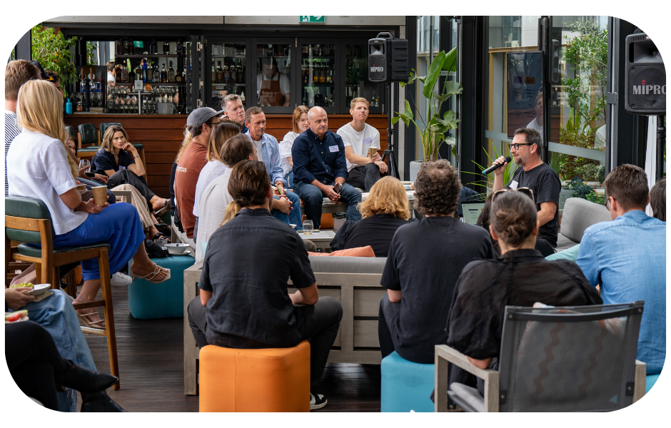 James Hurman, co-founder of Tracksuit, addressing a crowd at the Building Brands of the Future event