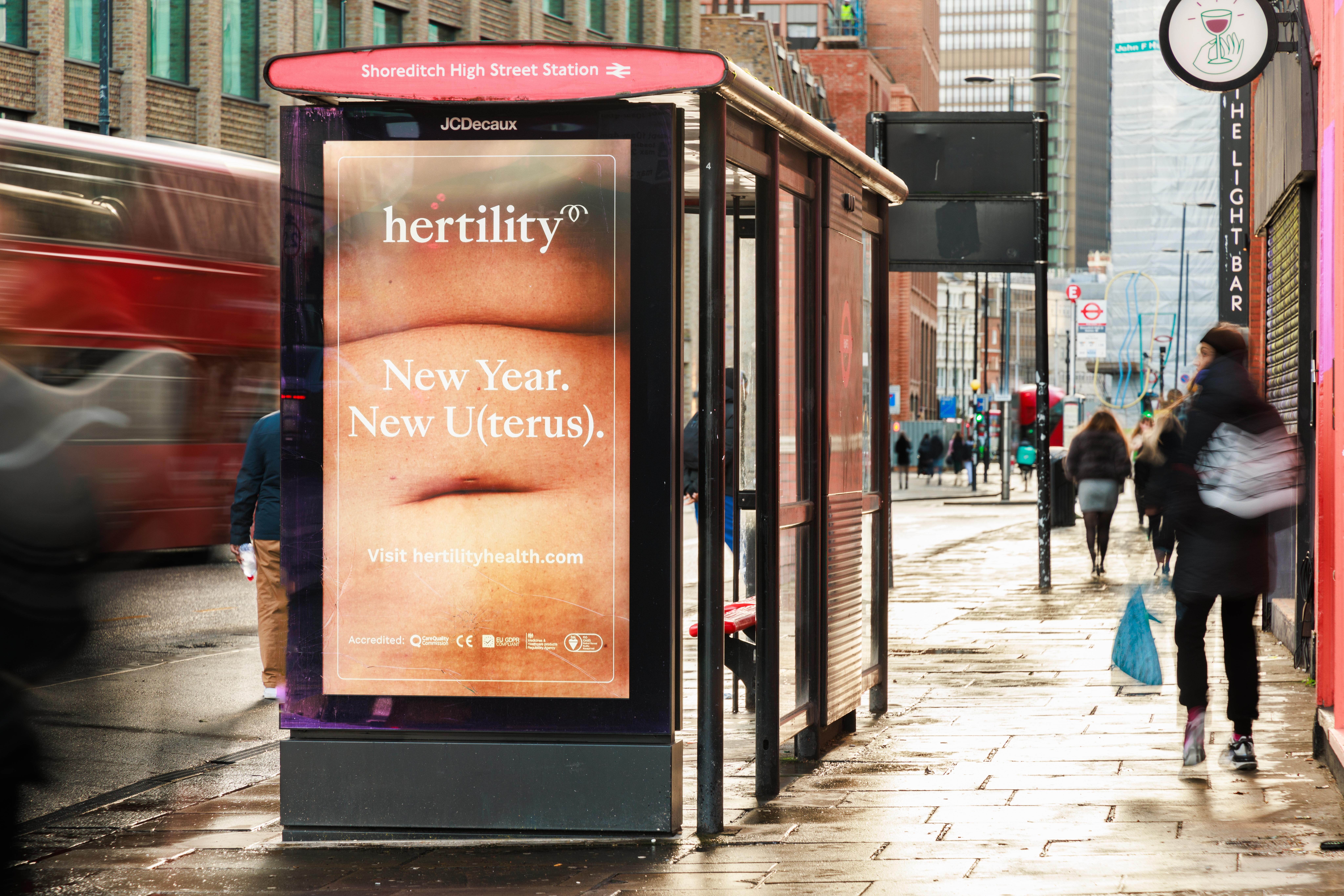 Hertility campaign on bus stop billboard