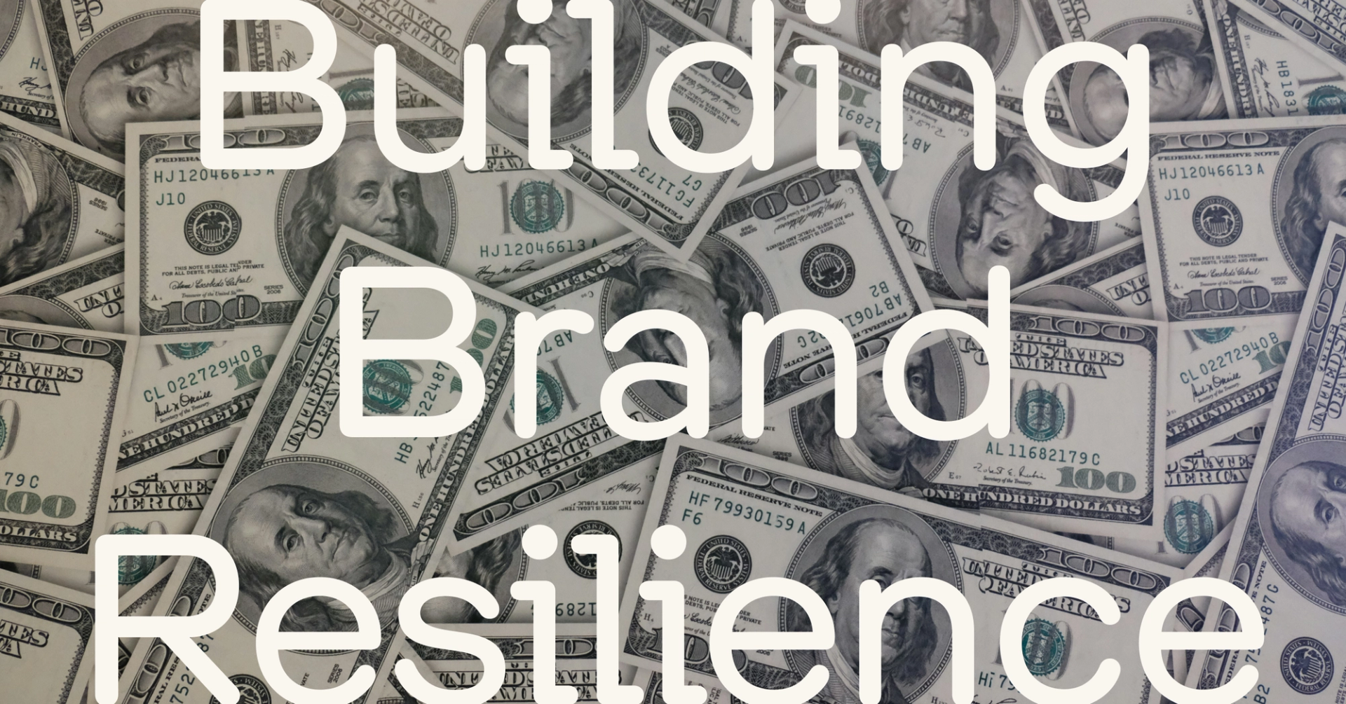 A pile of money with the words 'building brand resilience', symbolizing strategies for B2C brands to navigate tariffs and economic uncertainty.
