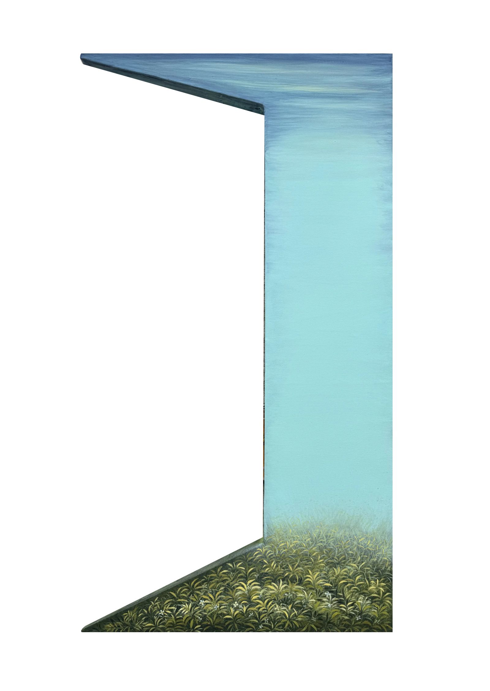 EXIT, Medium; Acrylics on canvus, Size;30 inches height, 16 inche width, Year 2025, Artist; Shahid Hassan Boni