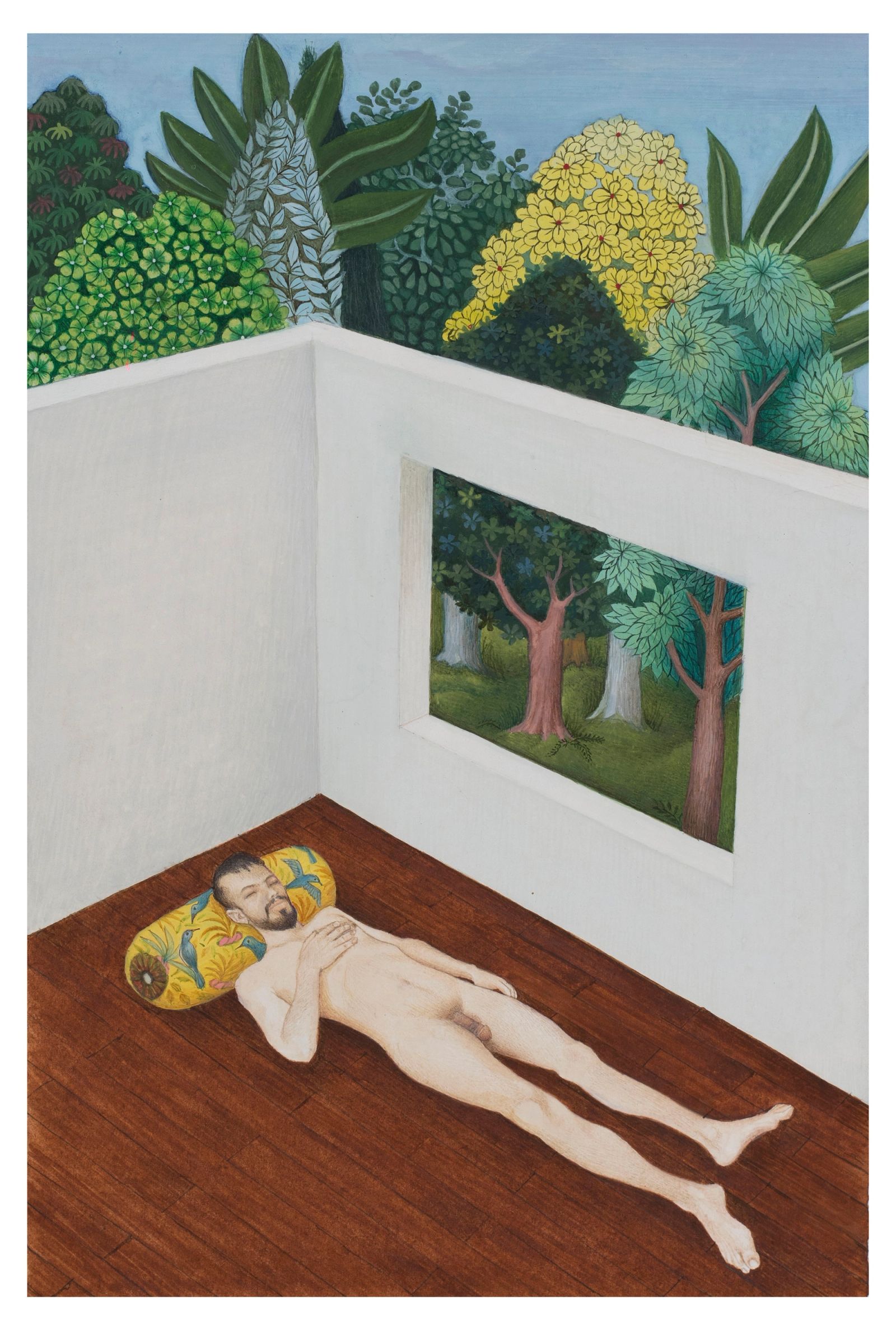 COMFORT ZONE. Medium Gouche on wasli, size 8inches by 5 inches Year 2021 Artist. Shahid Hassan Boni