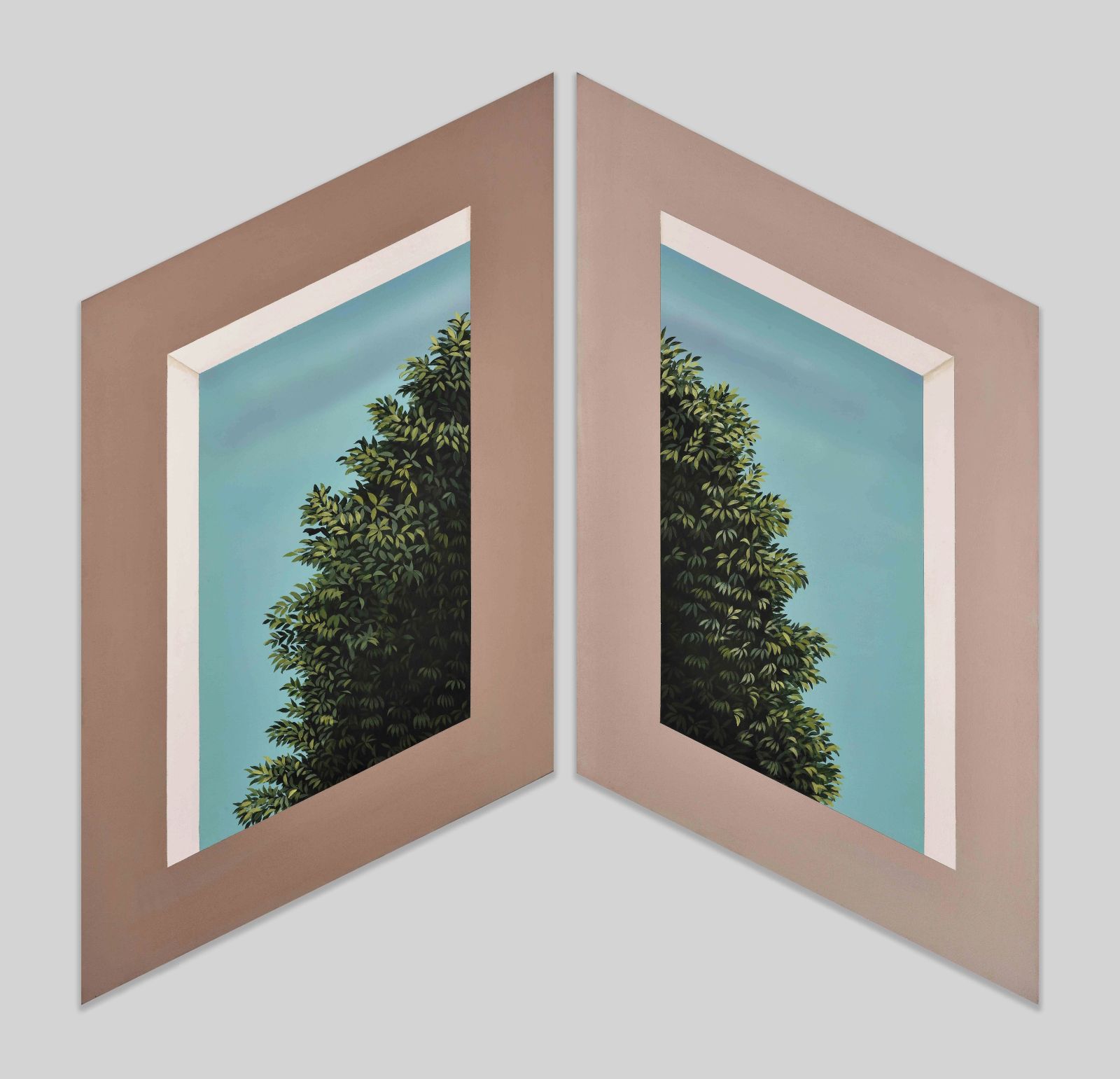 DELUSIONAL NATURE, Medium; Acrylic on canvus, Size; 44 inches height 55 inches width overall (Diptych), Year; 2023, Artist; Shahid Hassan Boni copy