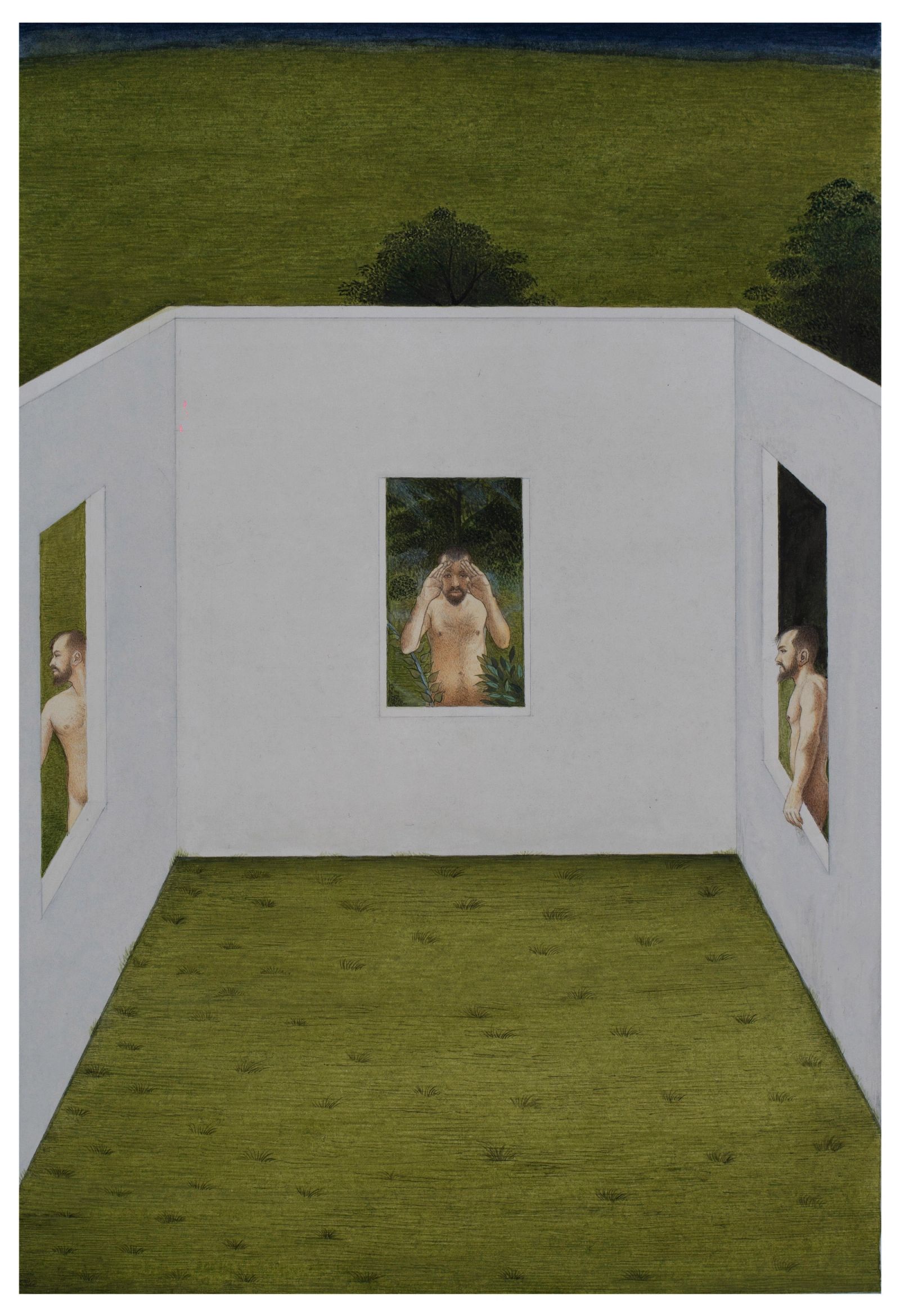 SELF REFLECITON Medium Gouche on wasli, size 22cm x 18cm Year 2021 Artist. Shahid Hassan Boni copy