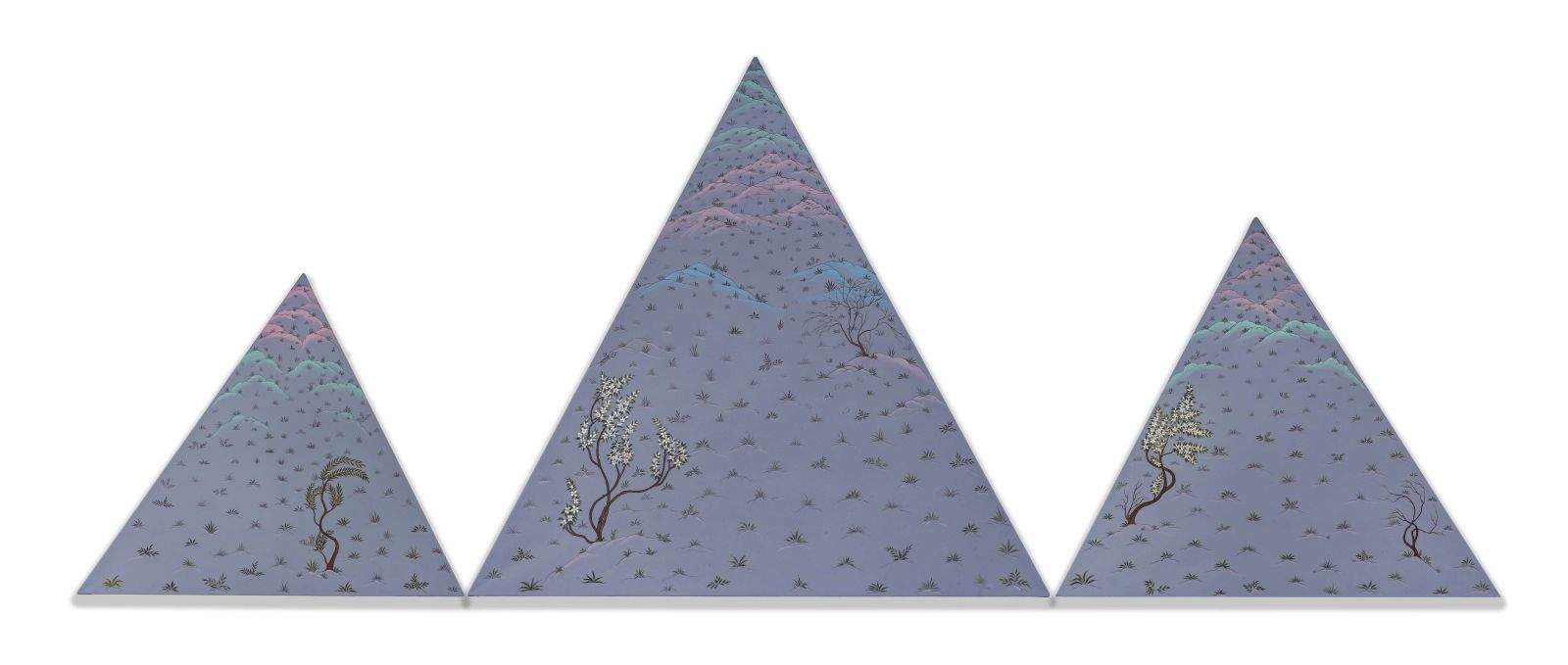 MY SIDE OF THE MOUNTAIN, ,Medium; Matte acrylics on canvus, size; 40 inches height 107 inches width, Year 2024, Artist; Shahid Hassan Boni