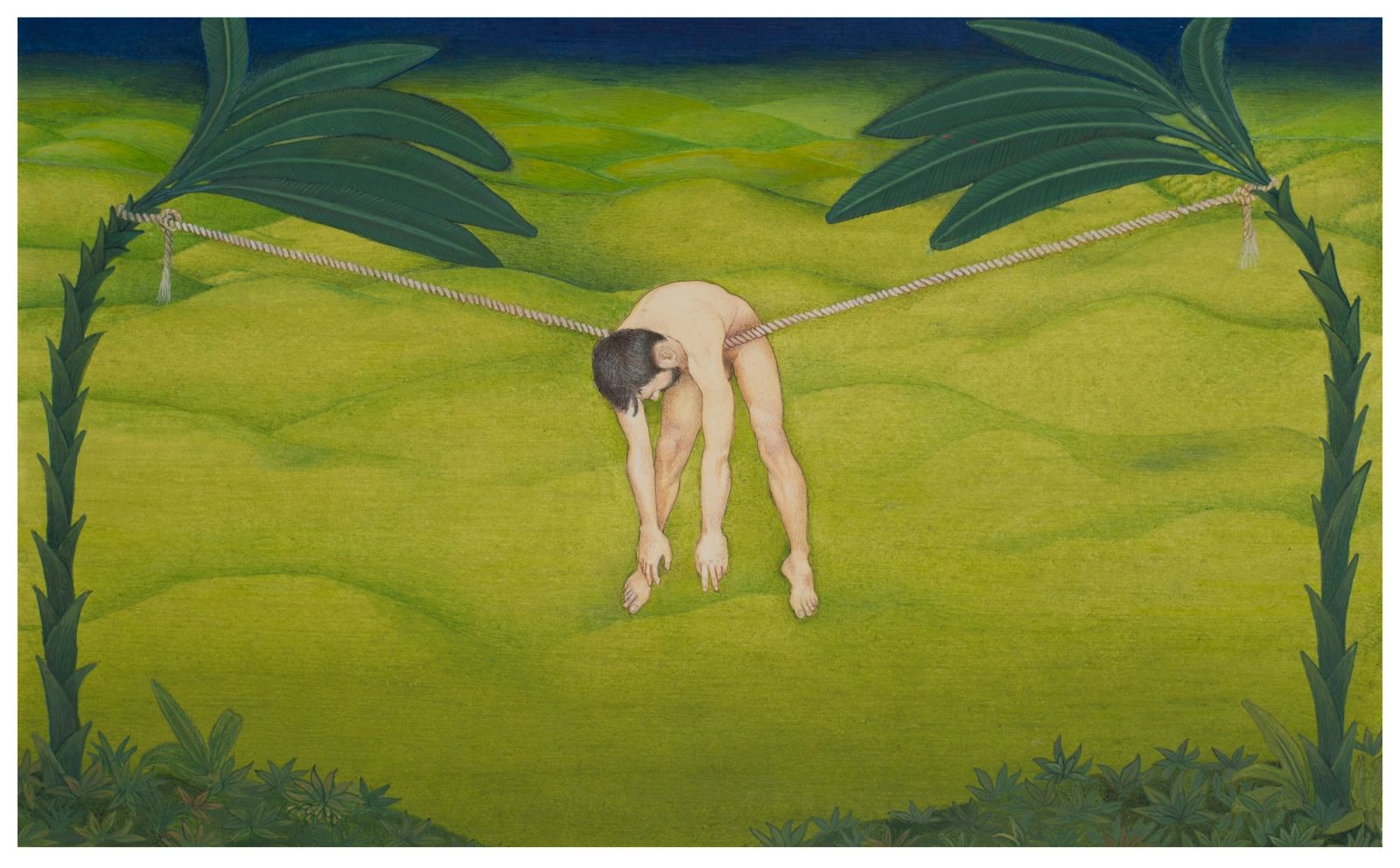 STUCK IN NATURE. Medium Gouche on wasli, size 6inches by 9 inches Year 2021 Artist. Shahid Hassan Boni