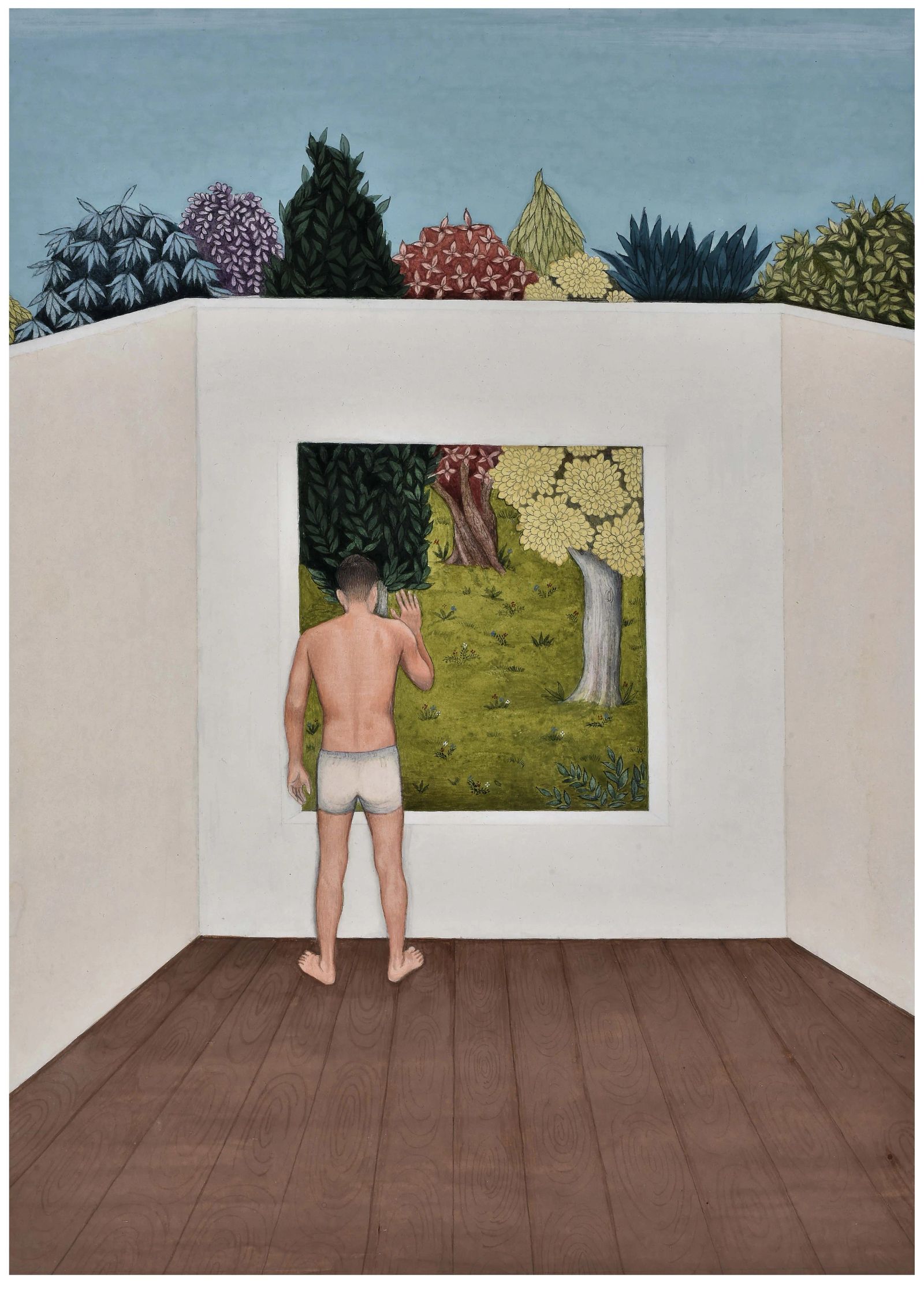 WALLED, Medium; Gouache on wasli, Size 11 inches by 8 inches, Year; 2023 Artist; Shahid Hassan