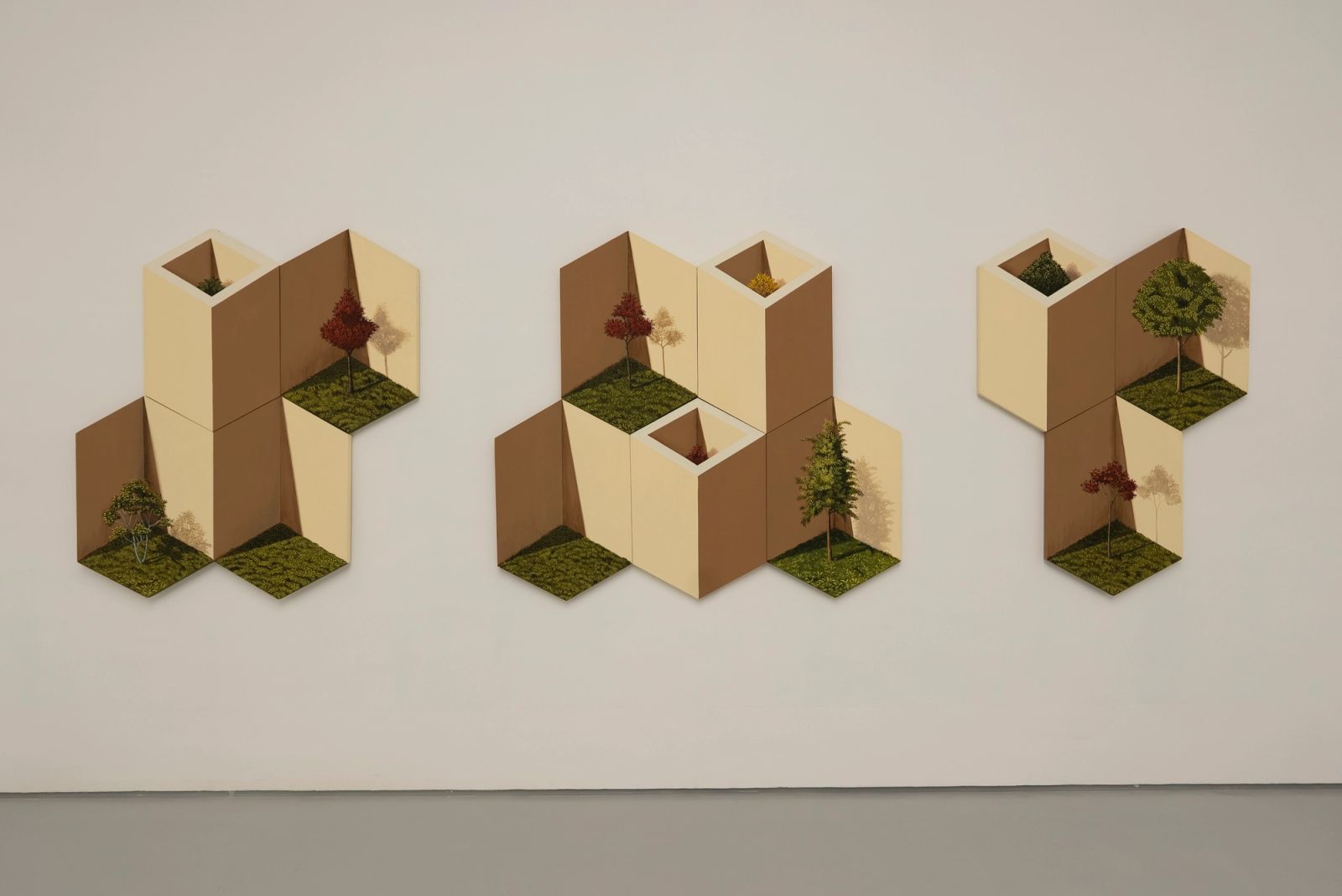 Fragmented Landscape by Pakistani contemporary artist Shahid Hassan Boni, displayed at Mussawir Contemporary Dubai curated by Imran Qureshi