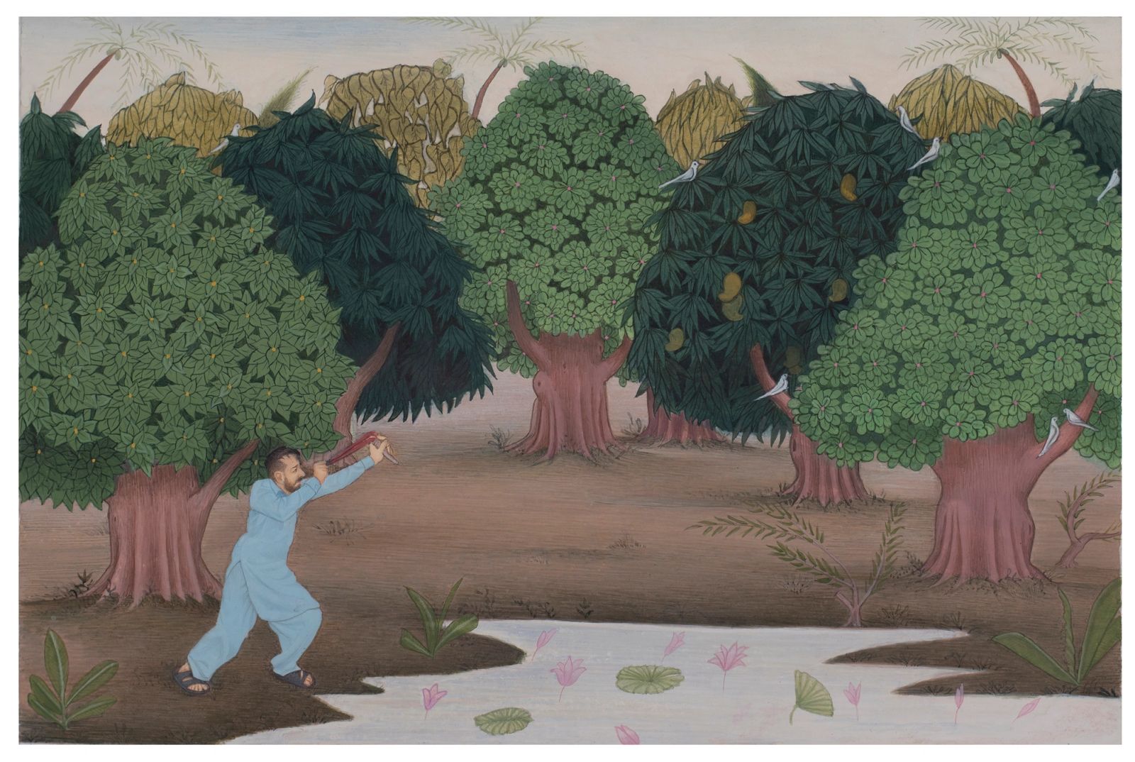 MY GARDEN Medium Gouche on wasli, size 14cm x 22cm Year 2021 Artist. Shahid Hassan Boni