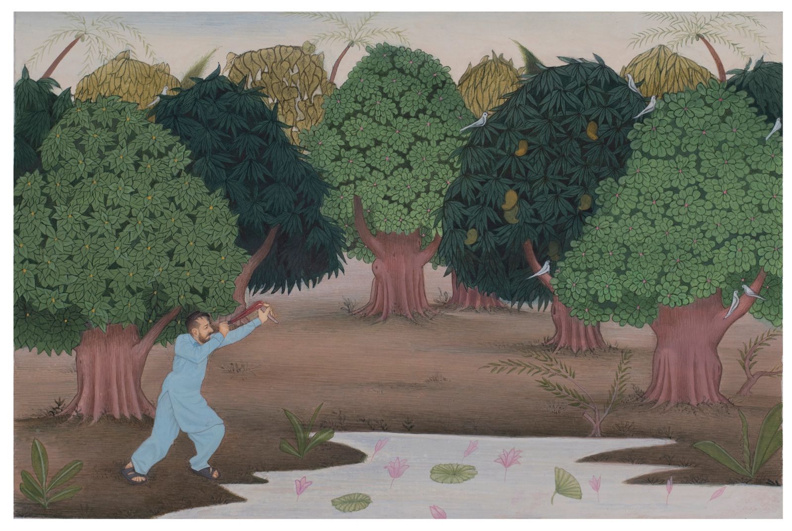 MY GARDEN Medium Gouche on wasli, size 14cm x 22cm Year 2021 Artist. Shahid Hassan Boni