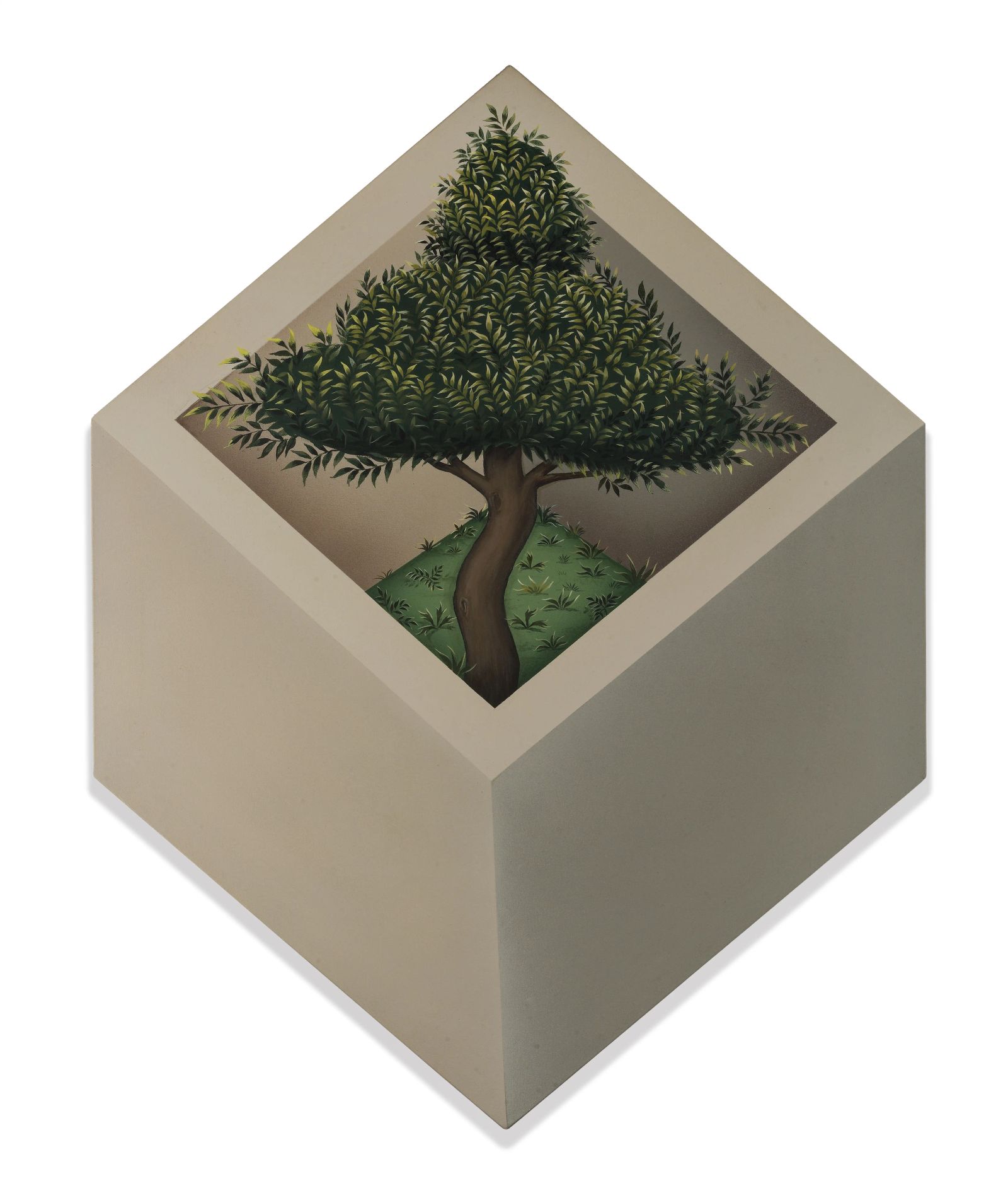 IN THE SHADE OF SOLITUTE ,Medium; Matte acrylics on canvus, size; 48 inches height 37 inches width, Year 2024, Artist; Shahid Hassan Boni