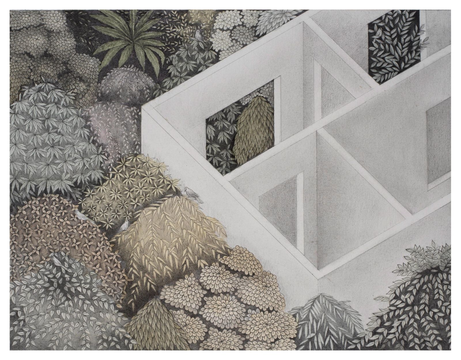 UNTITLED. Medium Graphite and watercolor on wasli paper, size 16cm x 22cm Year 2021 Artist. Shahid Hassan Boni (2)