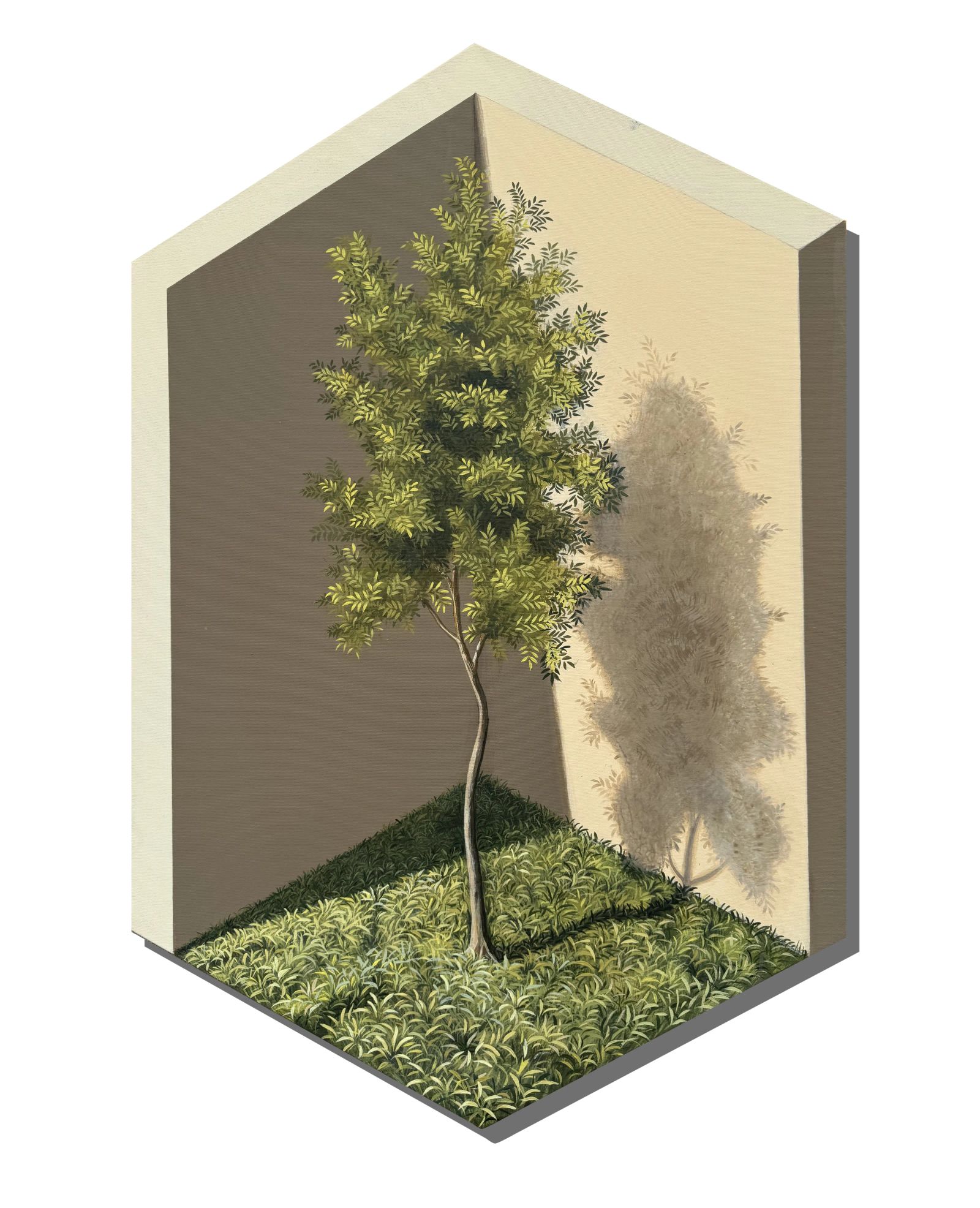 lIT CORNER, Medium; Acrylics on canvus, Size;36 inches height, 24 inche width, Year 2025, Artist; Shahid Hassan Boni