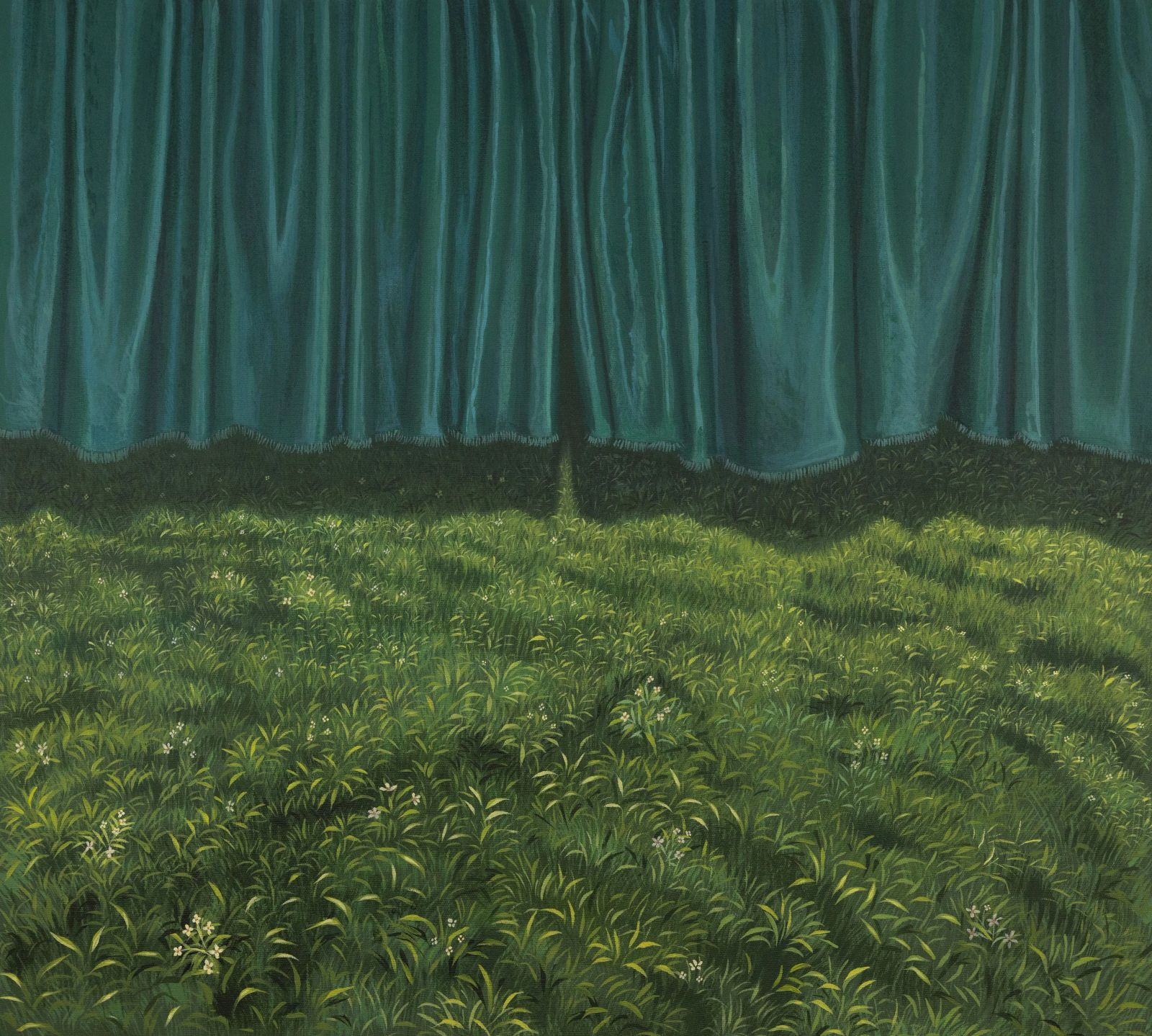 HUES OF EMERALD, Medium; Acrylics on Canvus, Size; 124.5 cm height, 68 cm width, Artist; Shahid Hassan Boni, Year; 2024