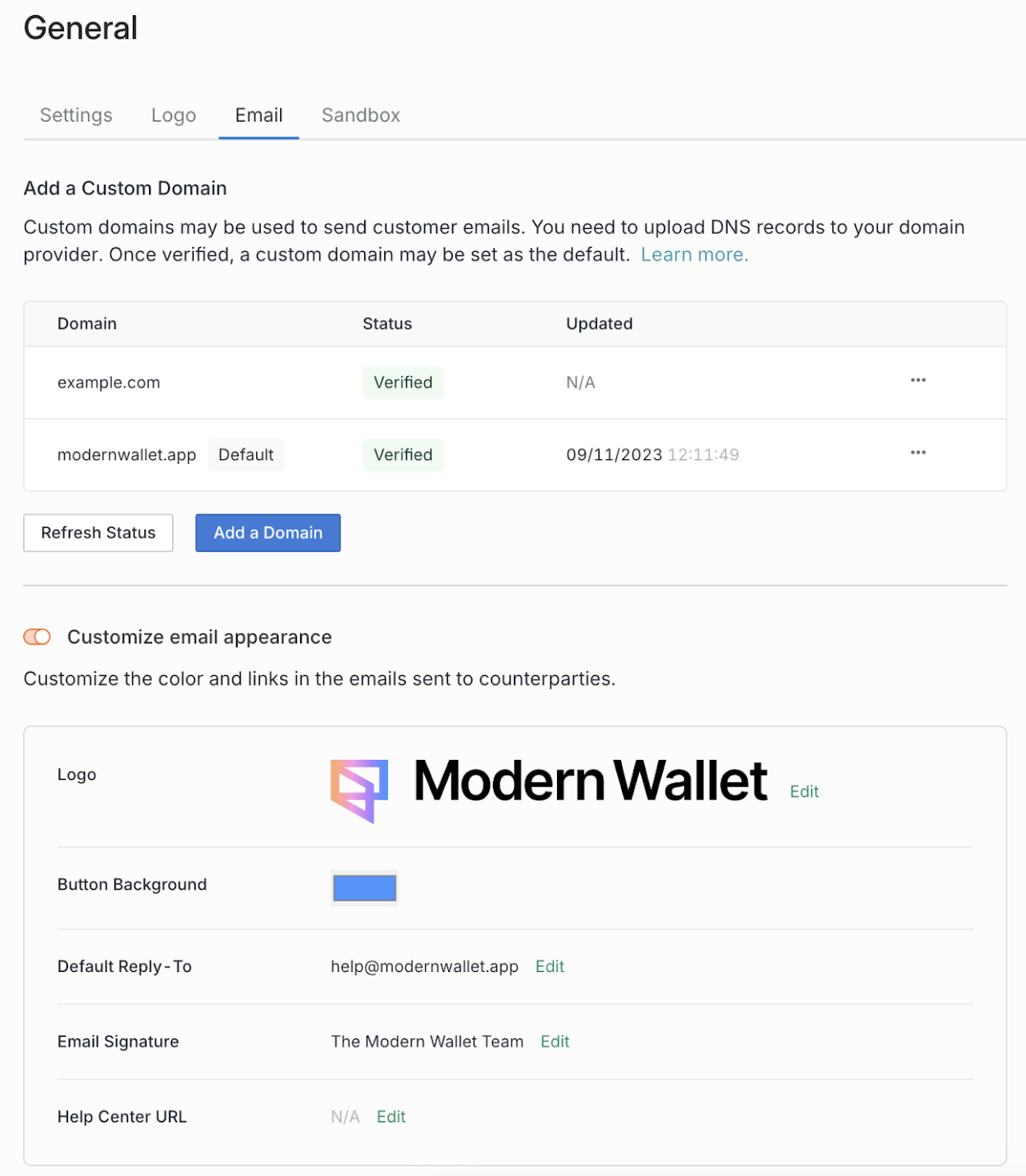 Customize Email fields