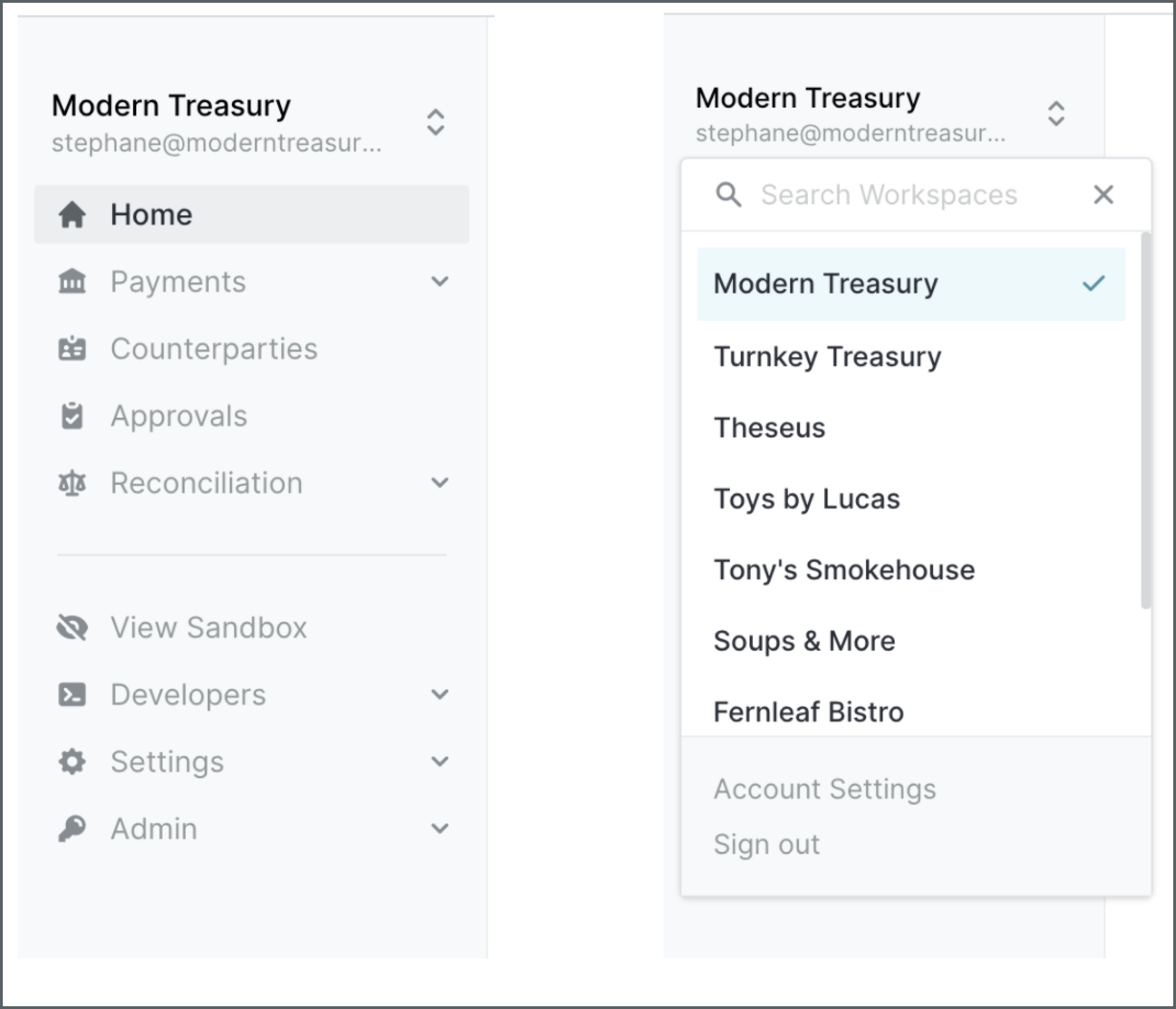 Screen: Organization Switcher 