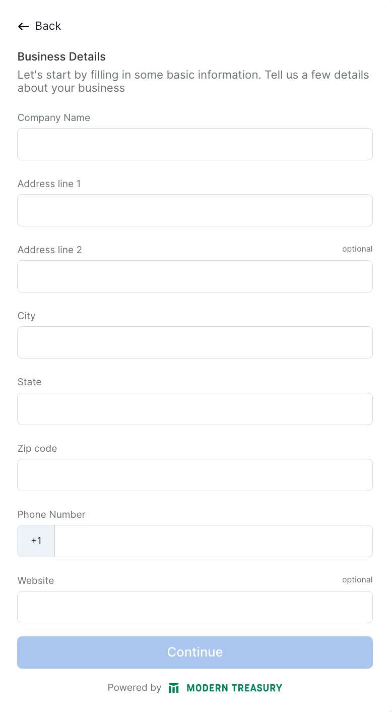 User onboarding flow with pre-built UIs