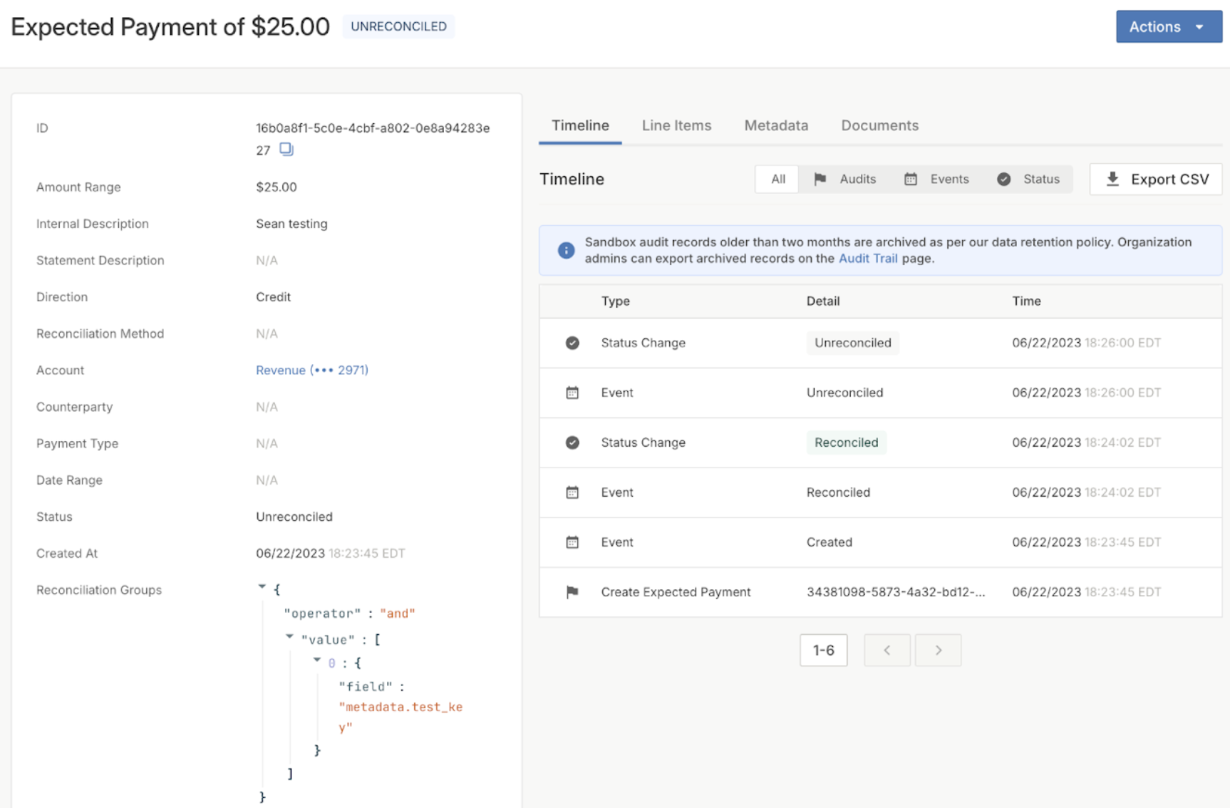 Expected Payments Timeline