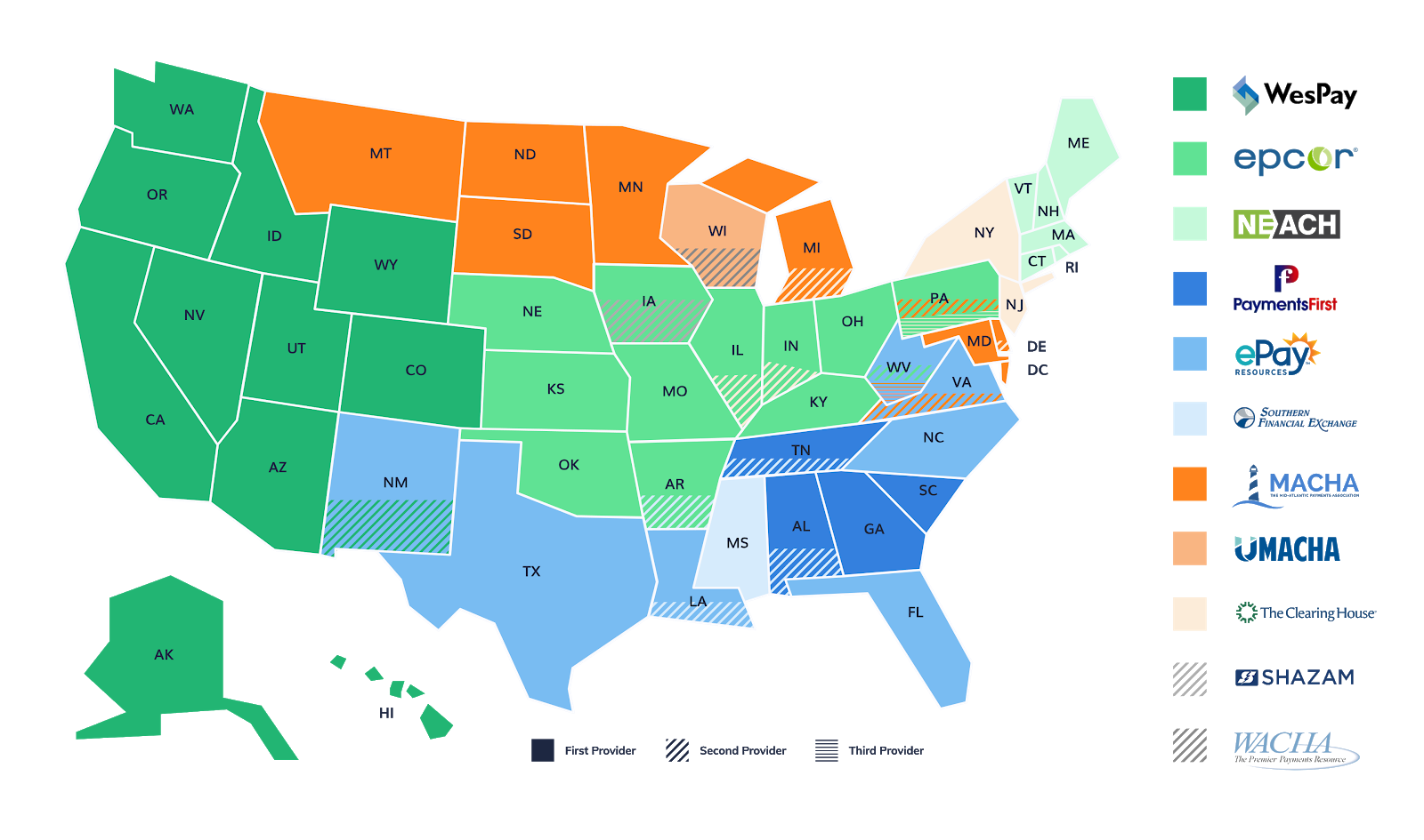 Map of regional payments associations