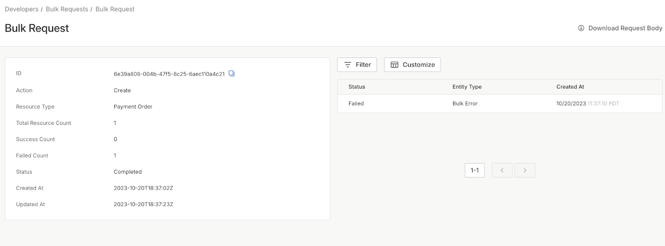 Bulk Request Details