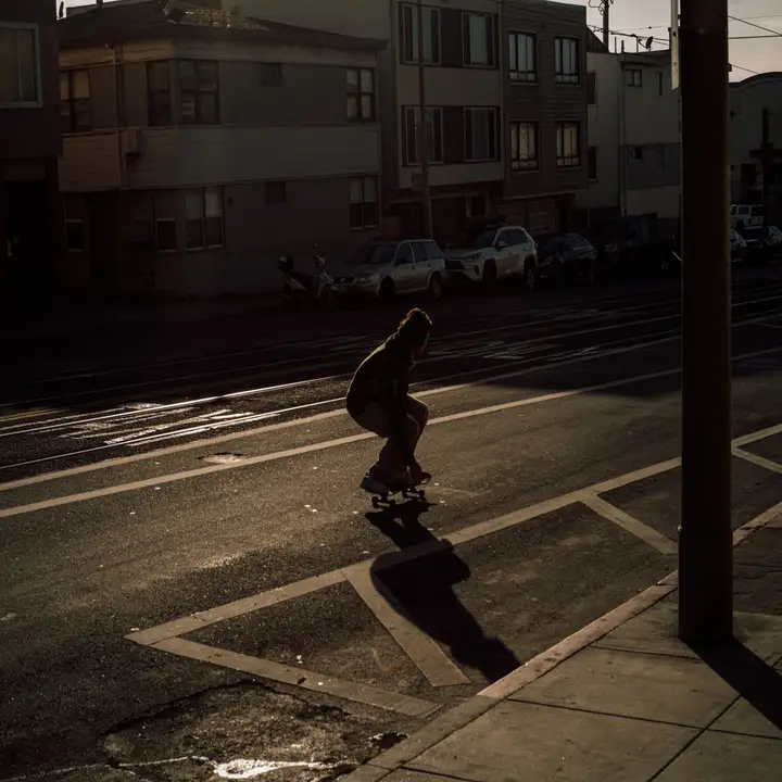 Kid skateboarding on the street