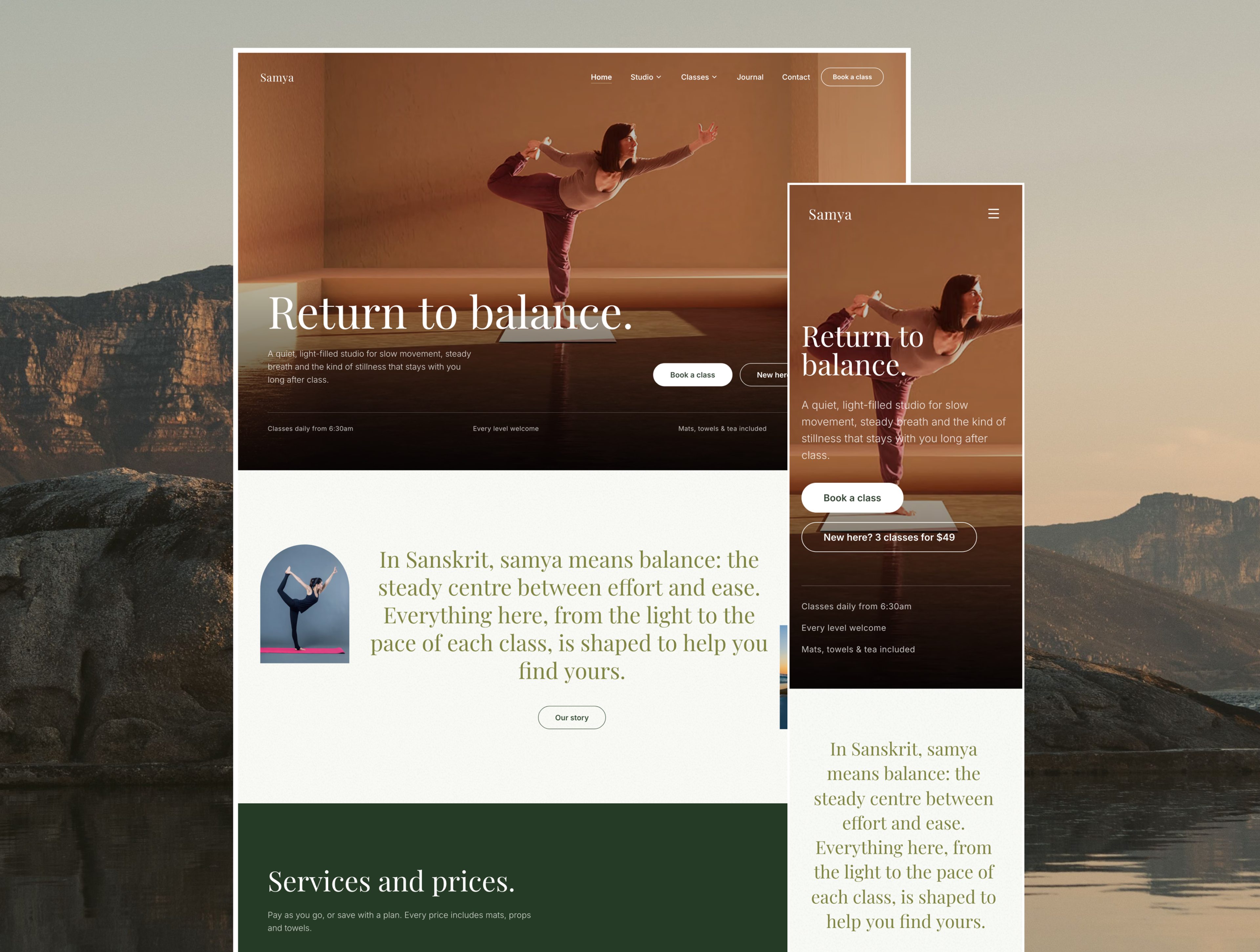 Samya - Yoga Studio Website Template