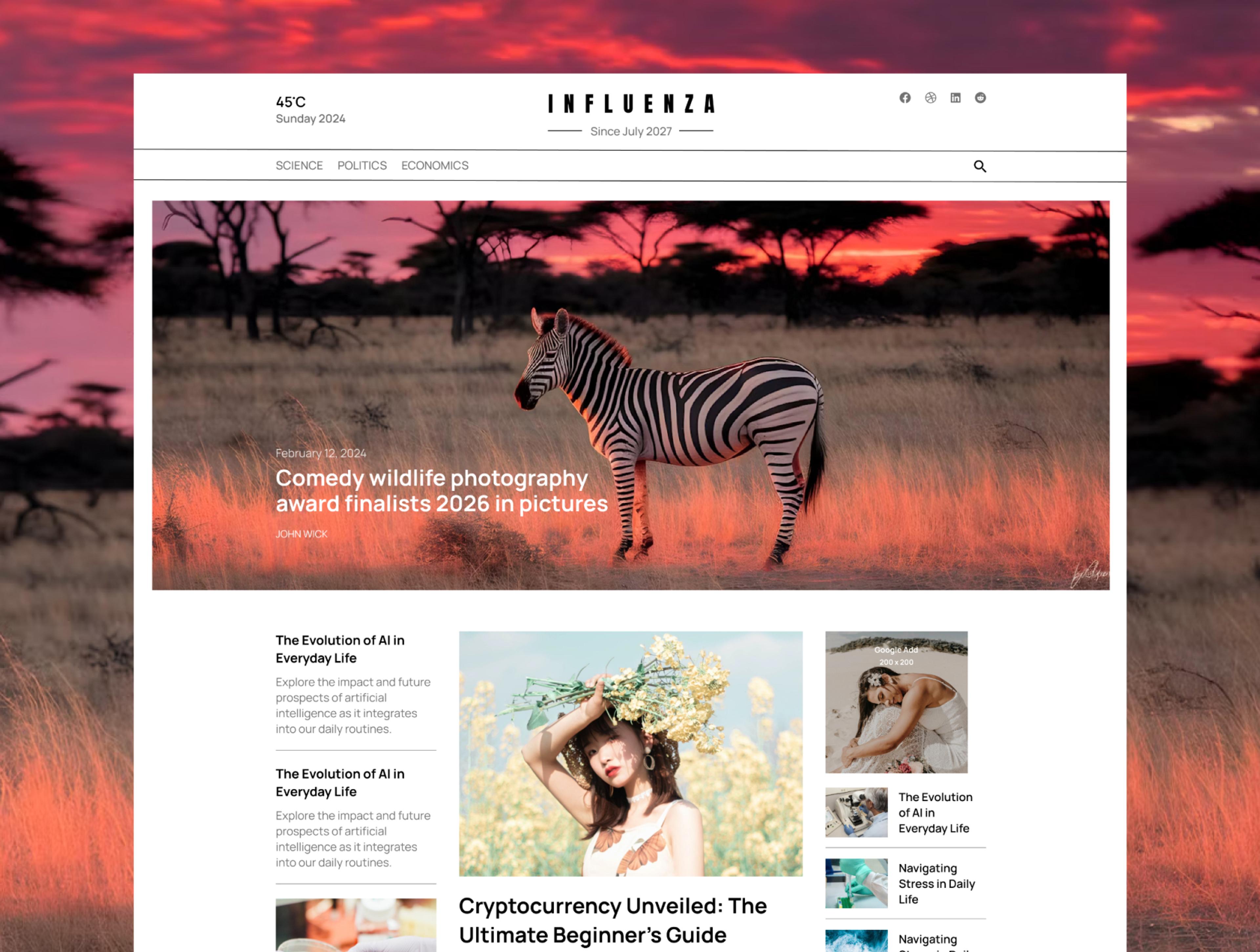 Influenza - Editorial News & Magazine Template for Next.js and Sanity