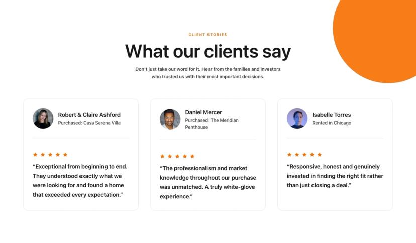 Testimonial Cards with Photos