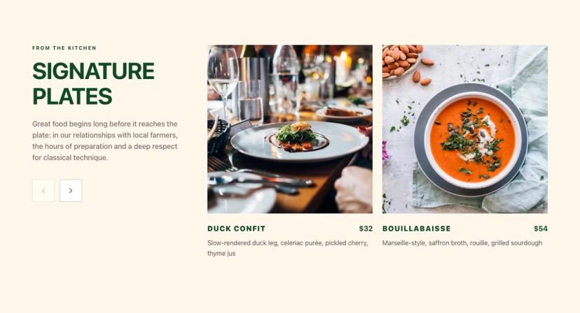 Menu Card Slider