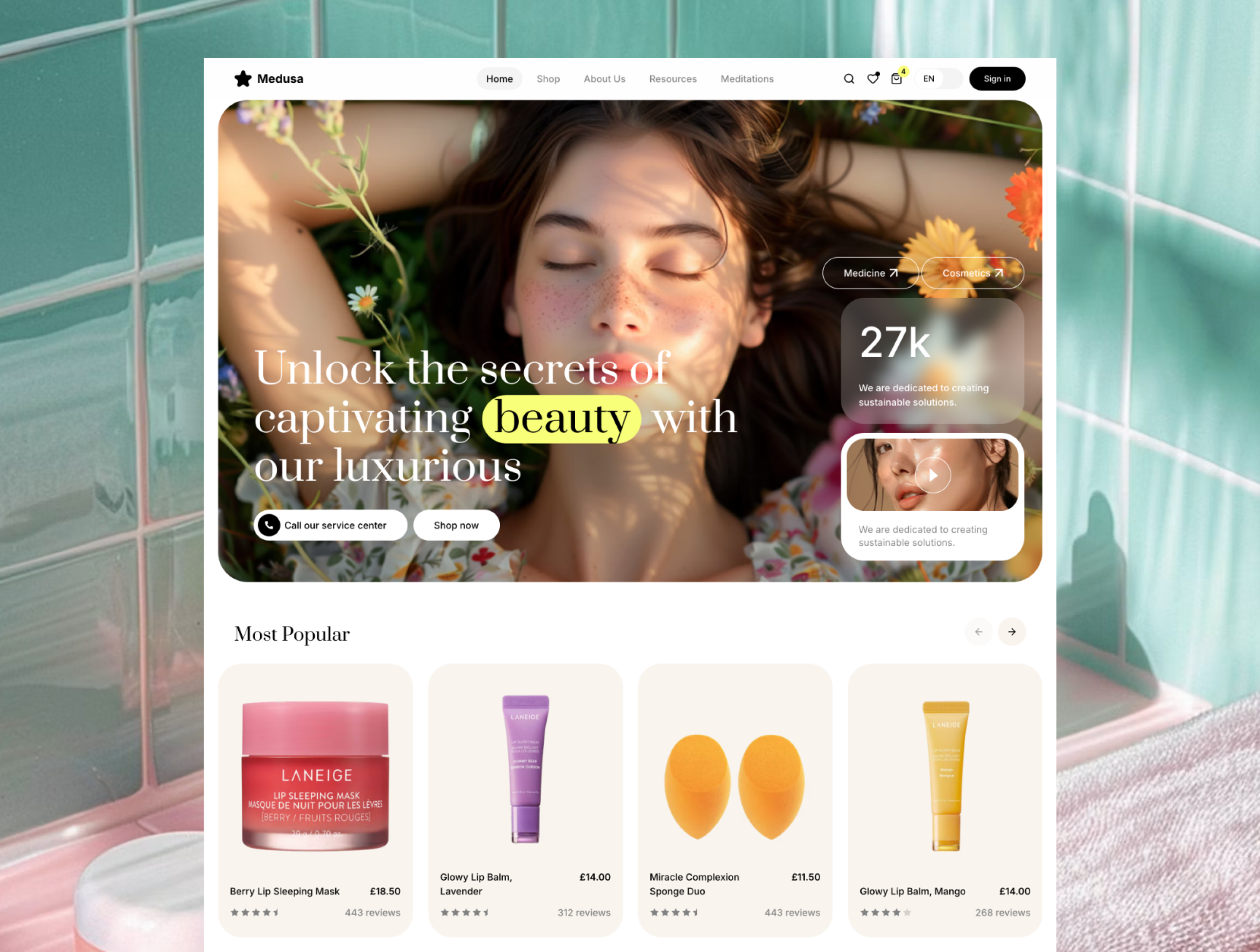 Medusa - Beauty & Cosmetics Website Template