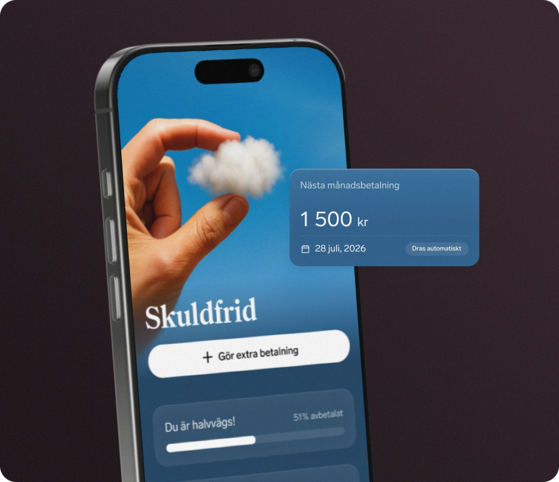 Dreamsappen visar samlad skuld och avbetalning