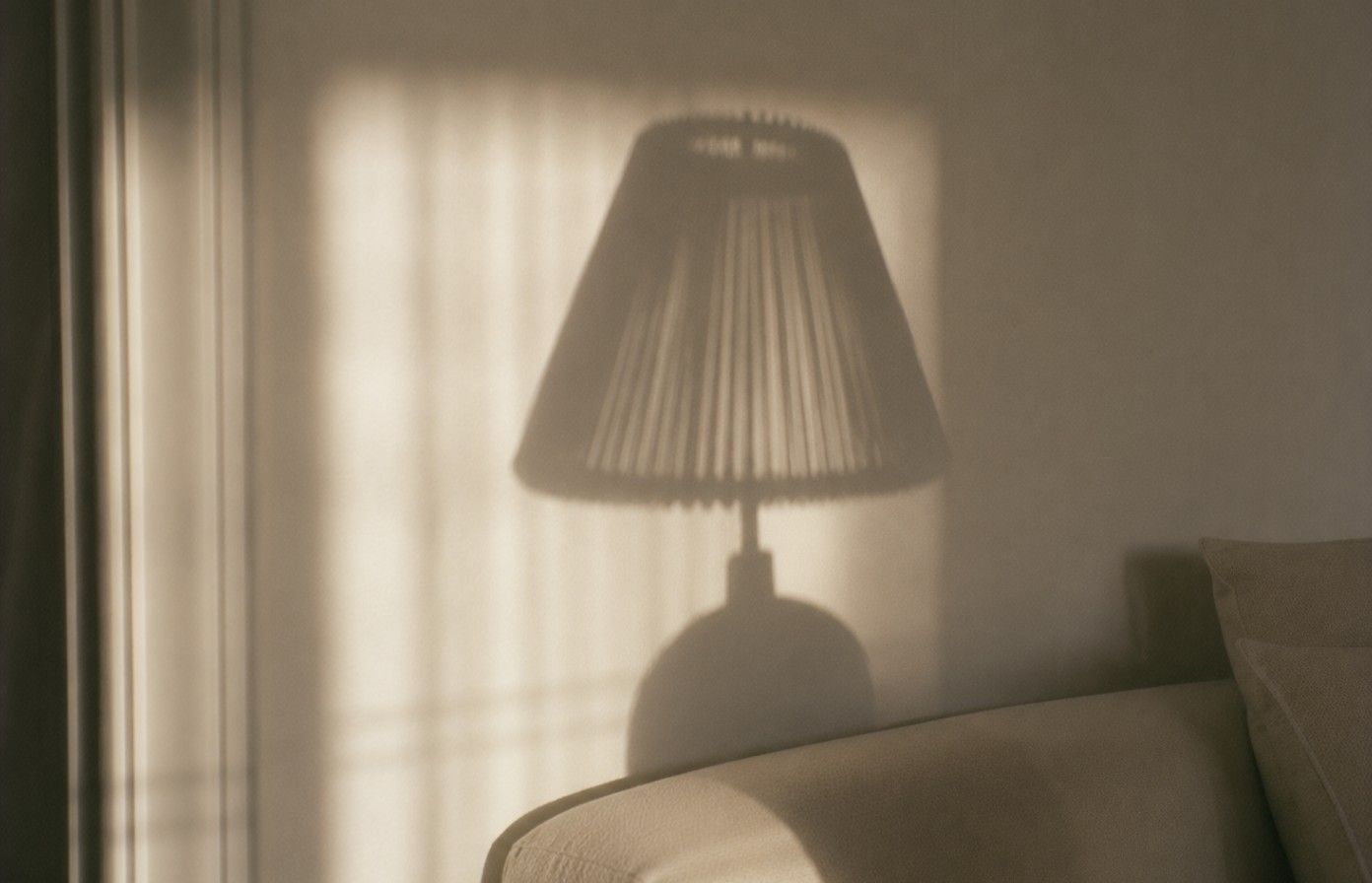 En skuggbild på en bordslampa