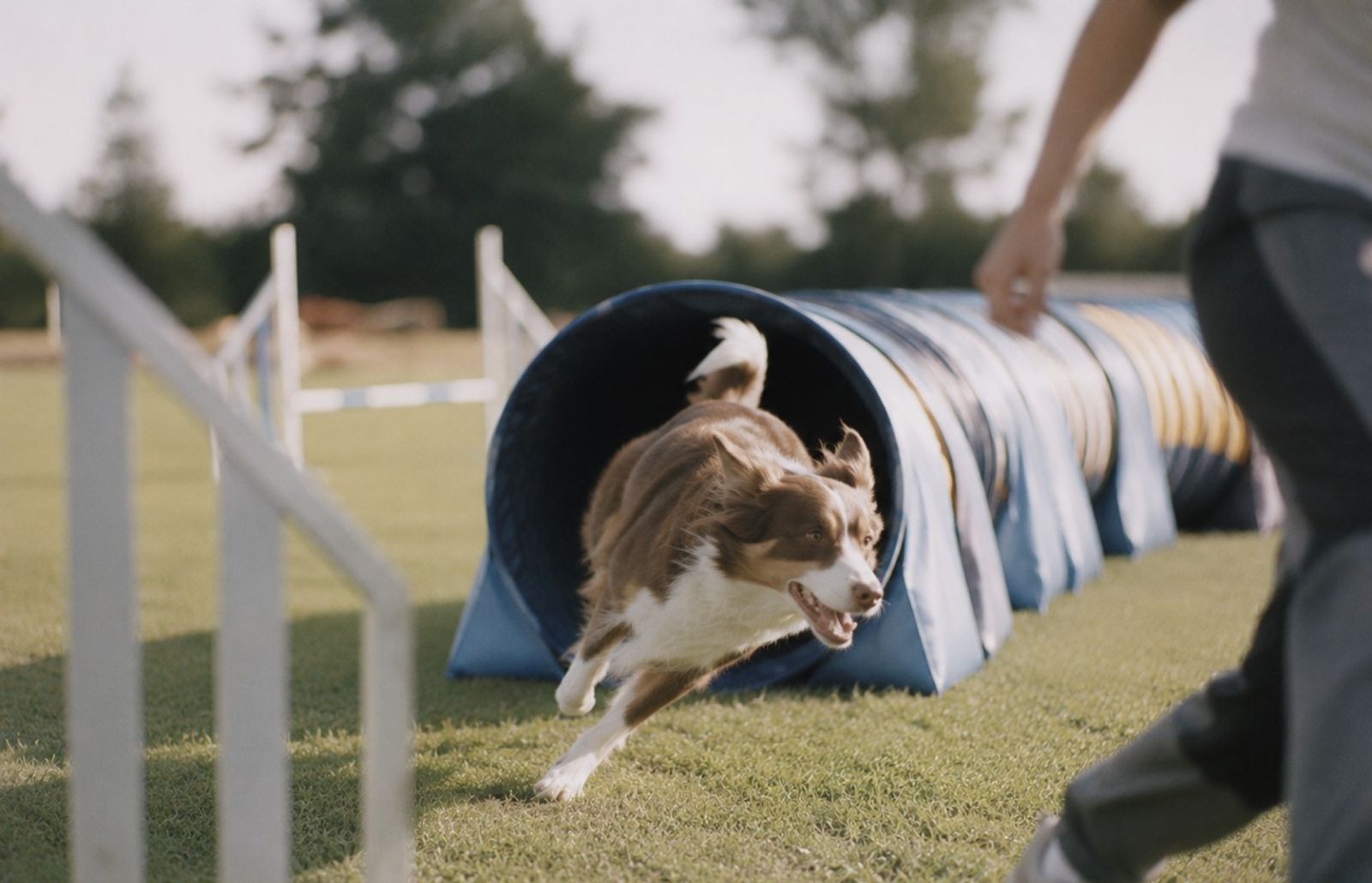 En hund som springer agility