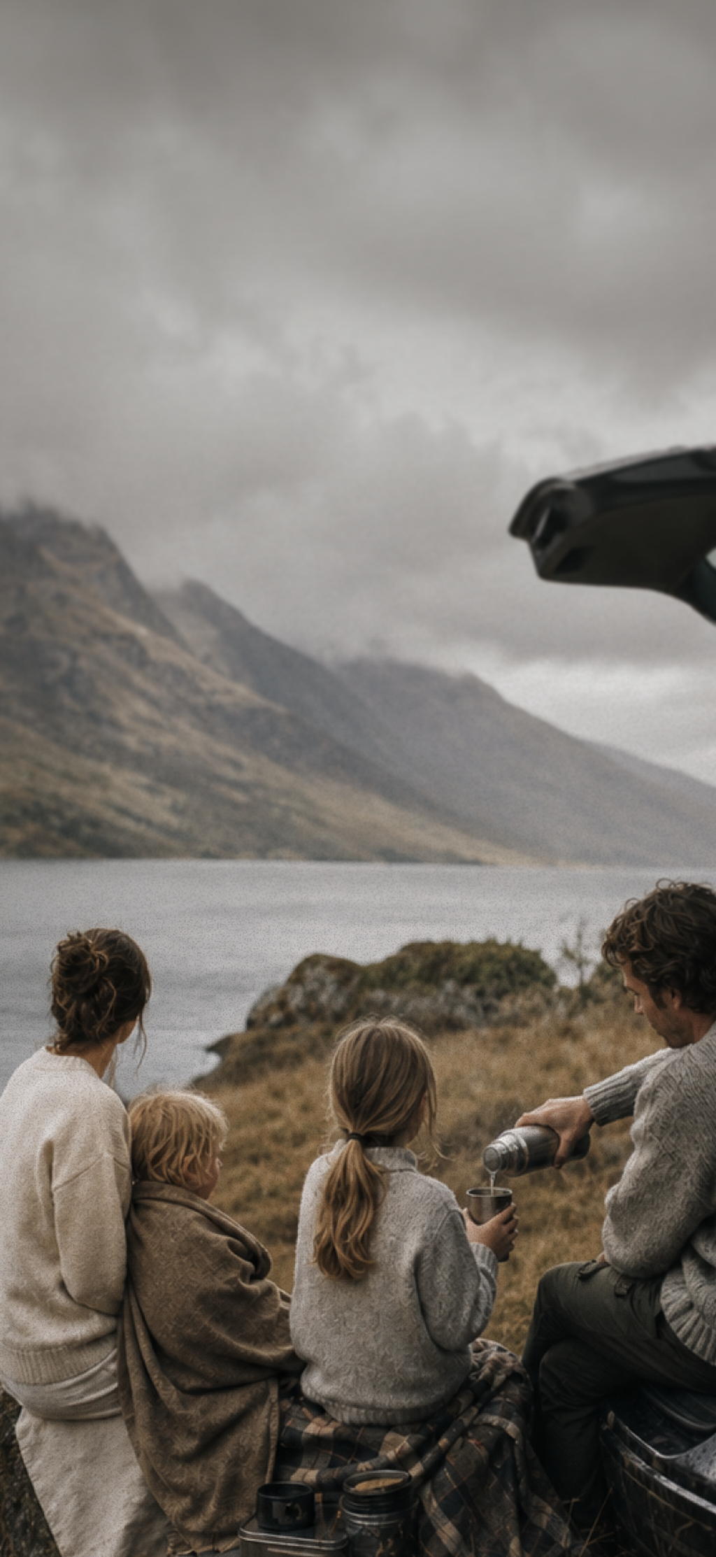 Familj på camping